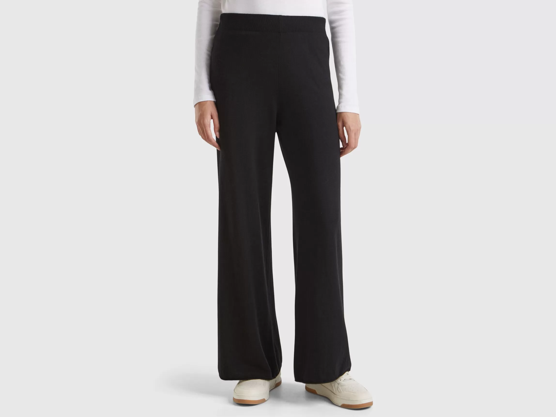 United Colors of Benetton wide leg trousers in cashmere and wool blend