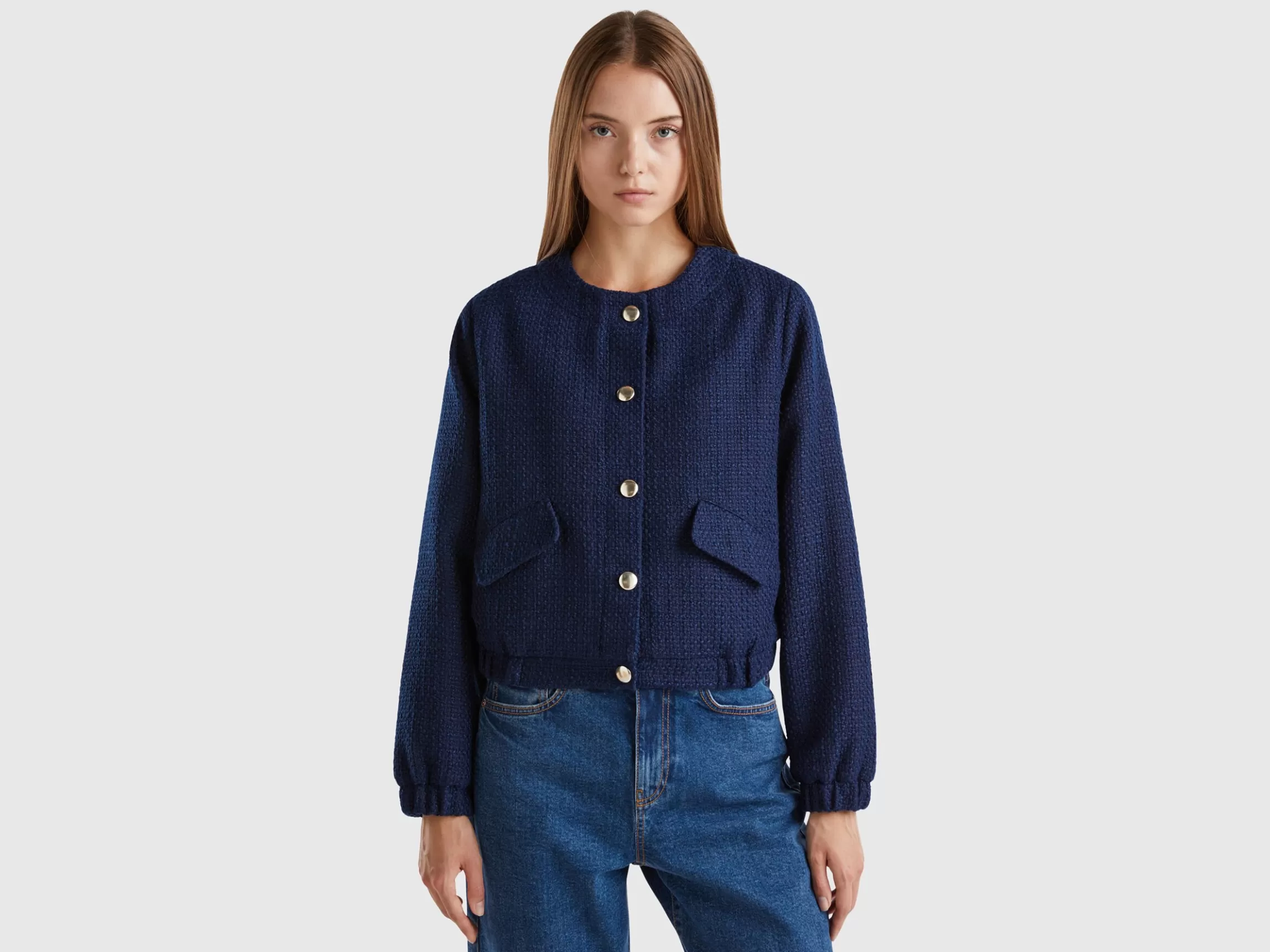 United Colors of Benetton Bomber jacket with bouclé look