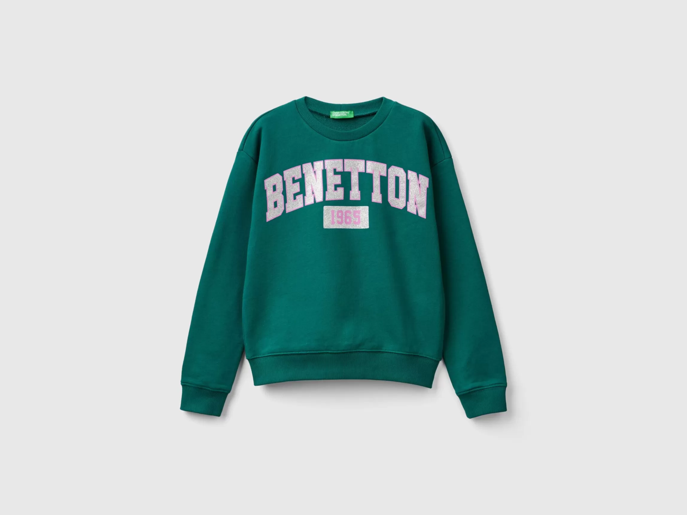 United Colors of Benetton 100% cotton sweatshirt with glittery logo