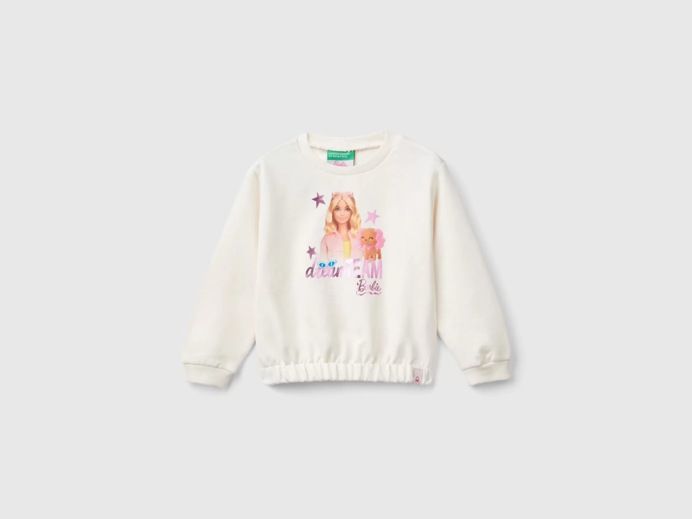 United Colors of Benetton Cream Barbie sweatshirt with glossy print