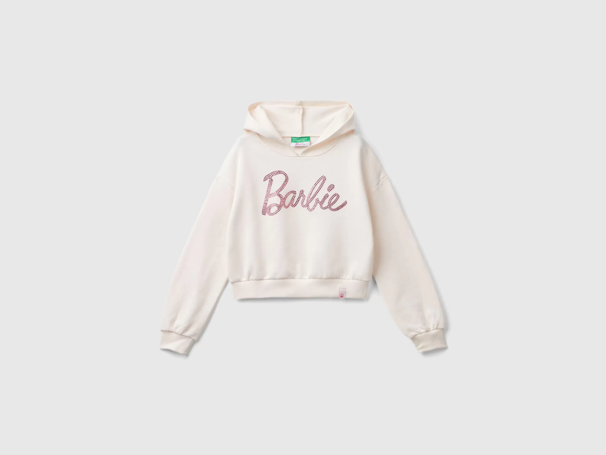 United Colors of Benetton Cream Barbie sweatshirt with rhinestones