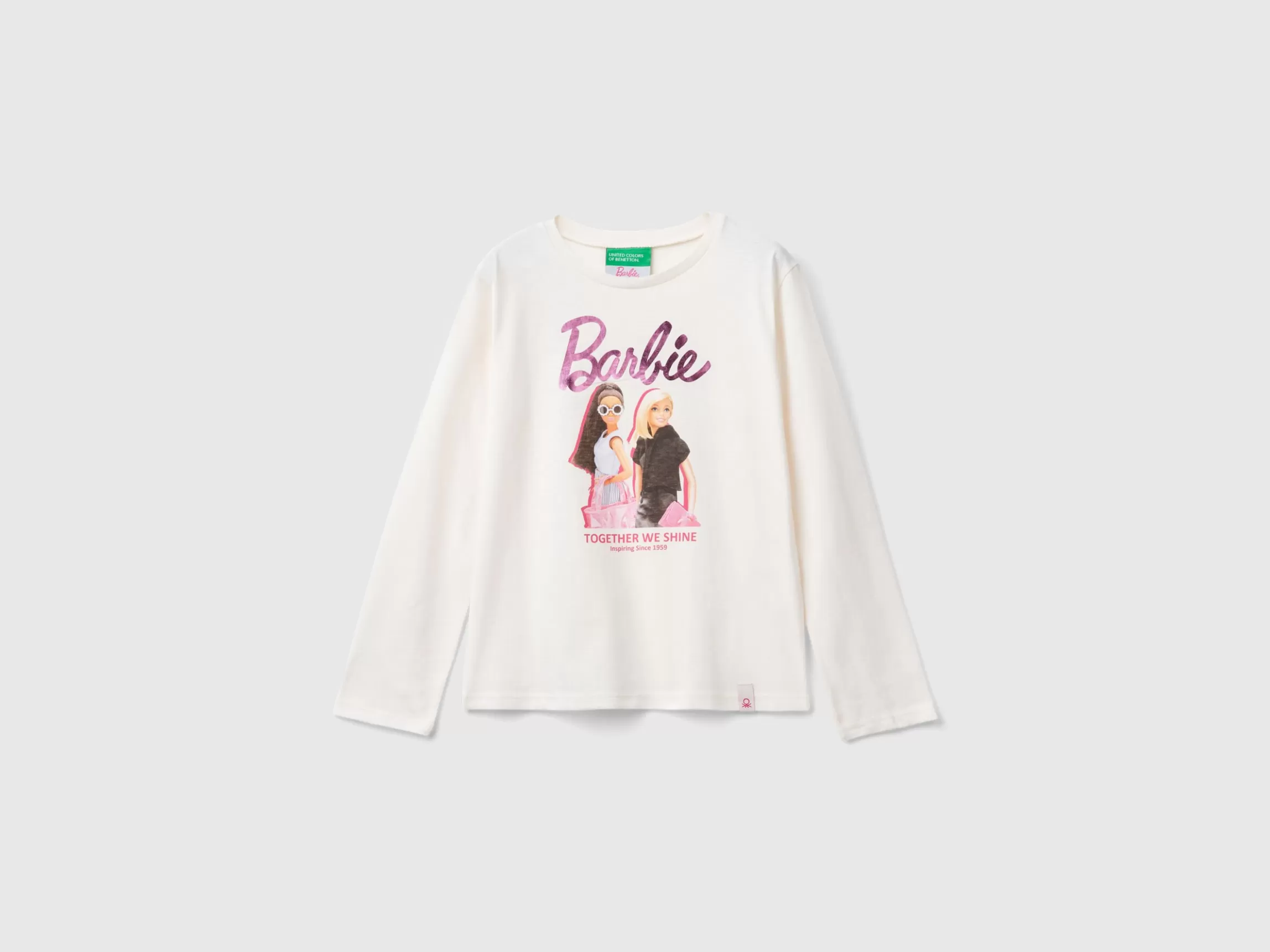 United Colors of Benetton Cream Barbie t-shirt with glossy print