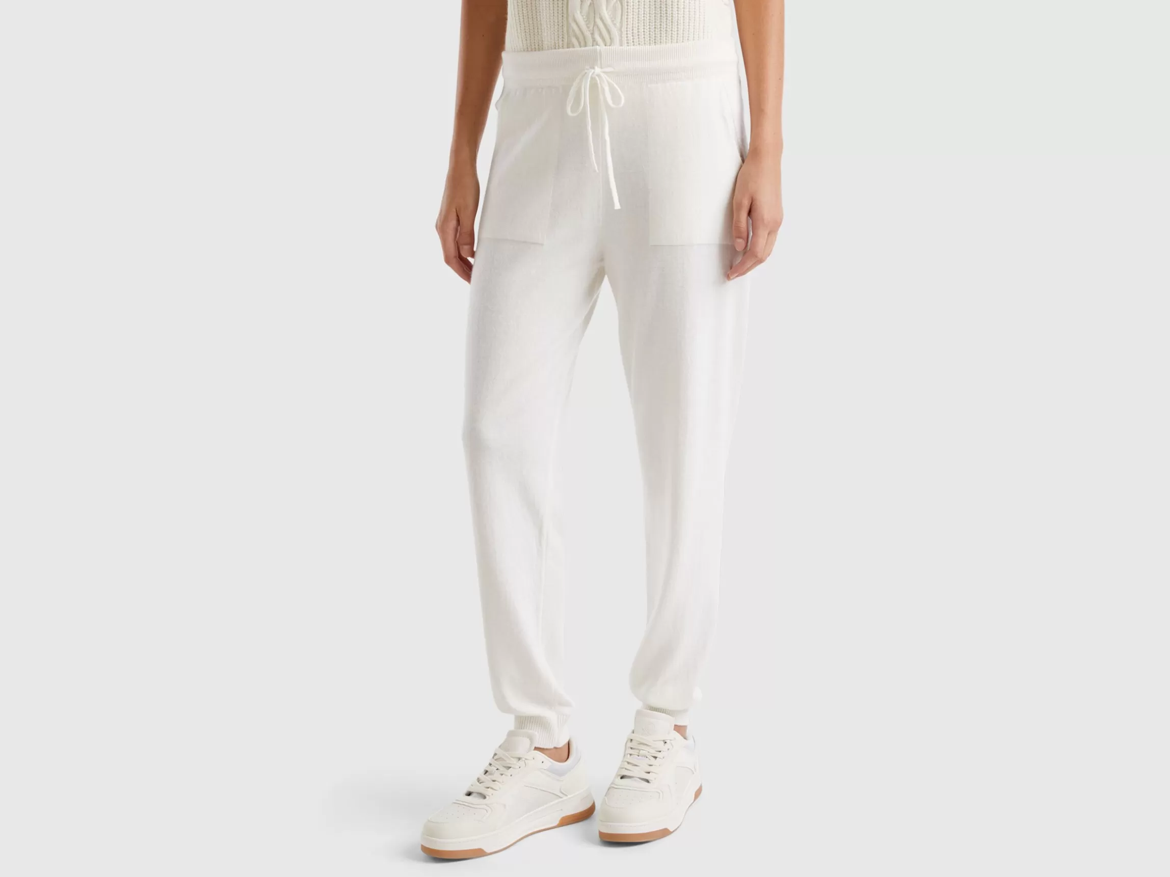 United Colors of Benetton Cream sporty trousers in cashmere blend