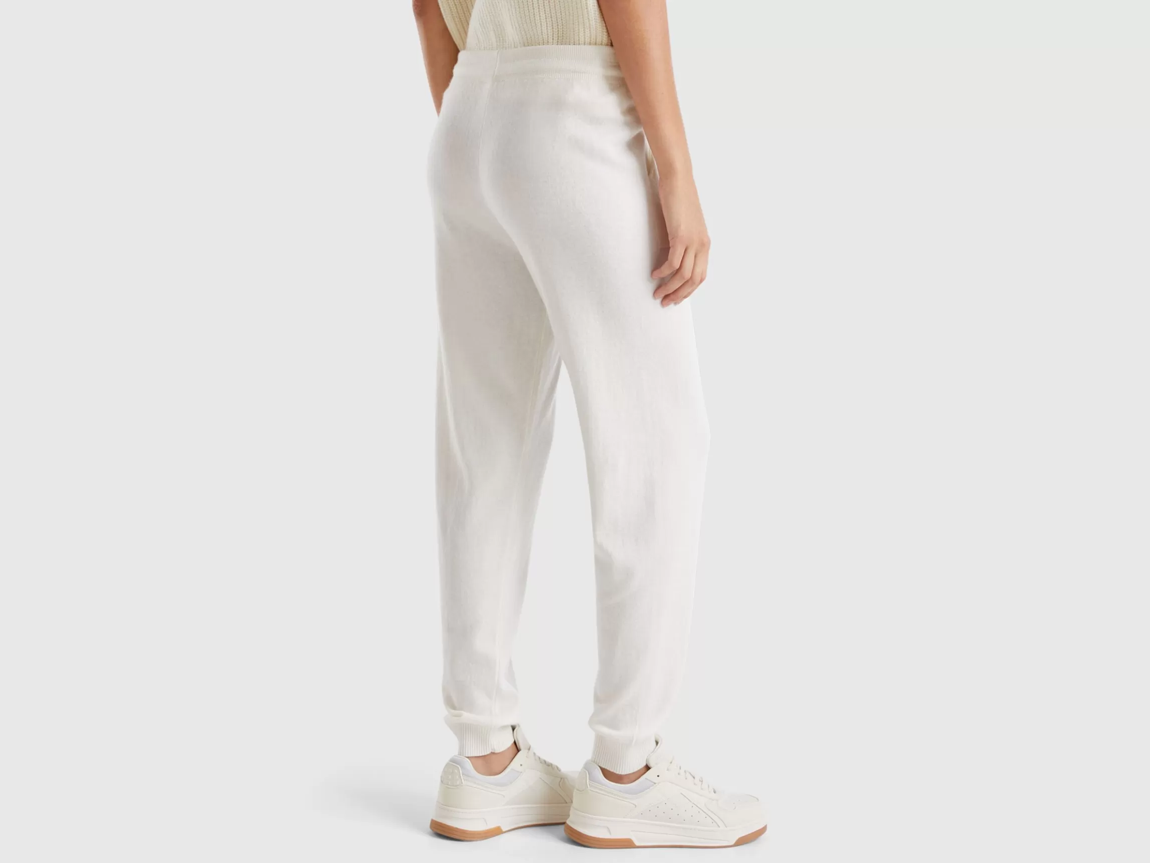 United Colors of Benetton Cream sporty trousers in cashmere blend