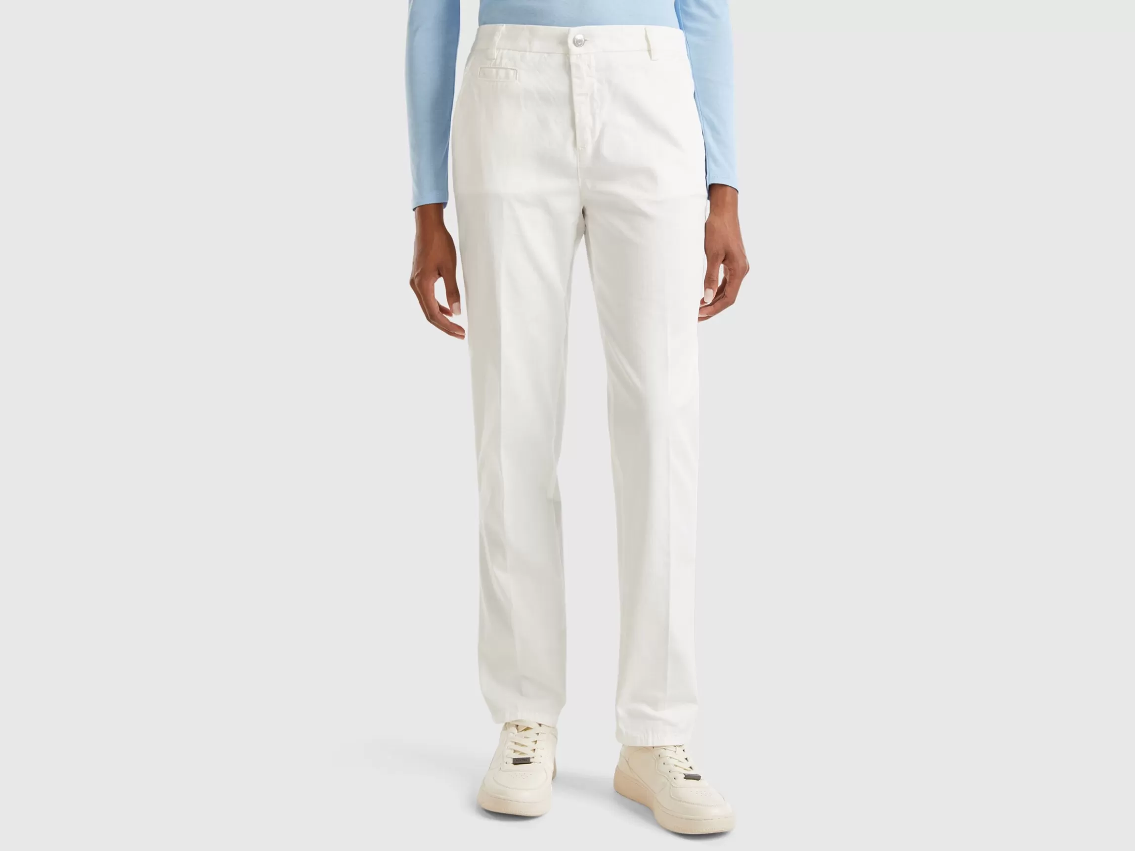 United Colors of Benetton Cream white slim fit cotton chinos