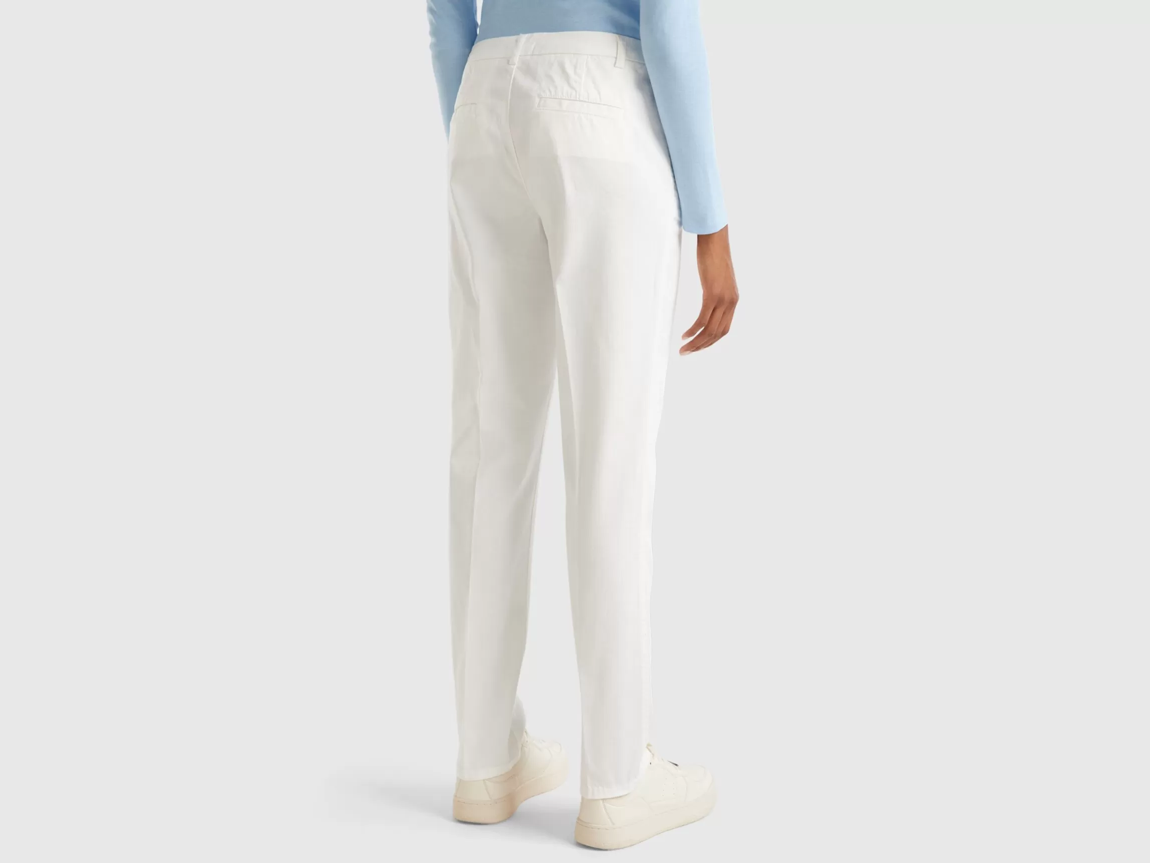 United Colors of Benetton Cream white slim fit cotton chinos