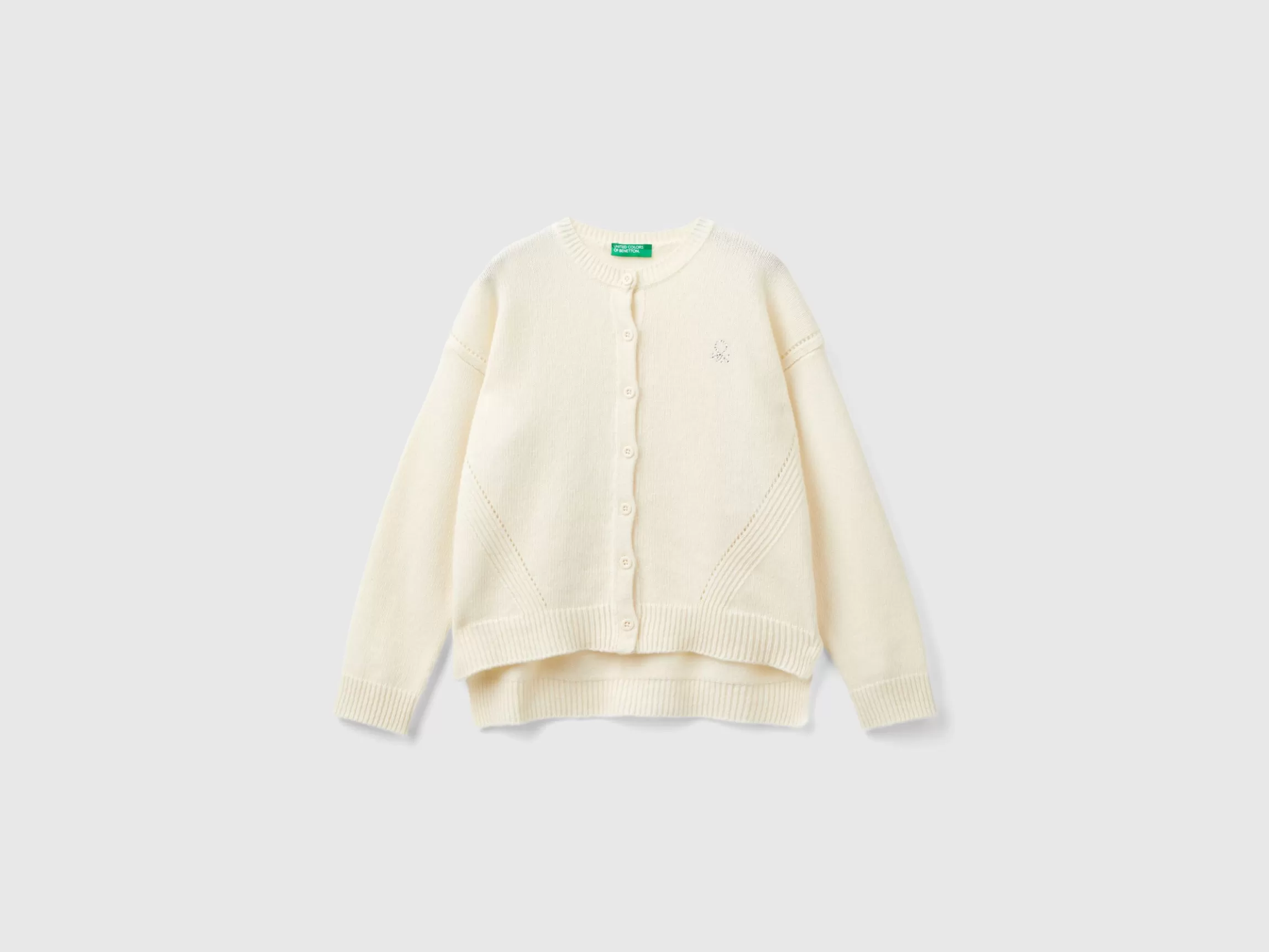 United Colors of Benetton Crew neck cardigan with rhinestone logo