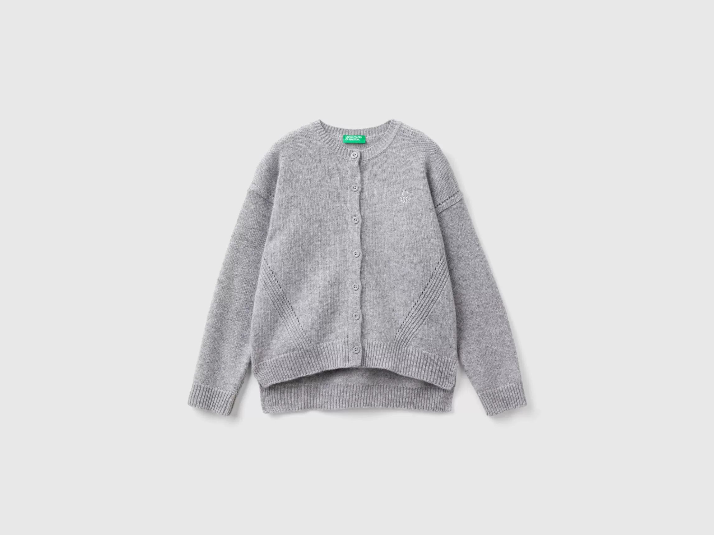 United Colors of Benetton Crew neck cardigan with rhinestone logo