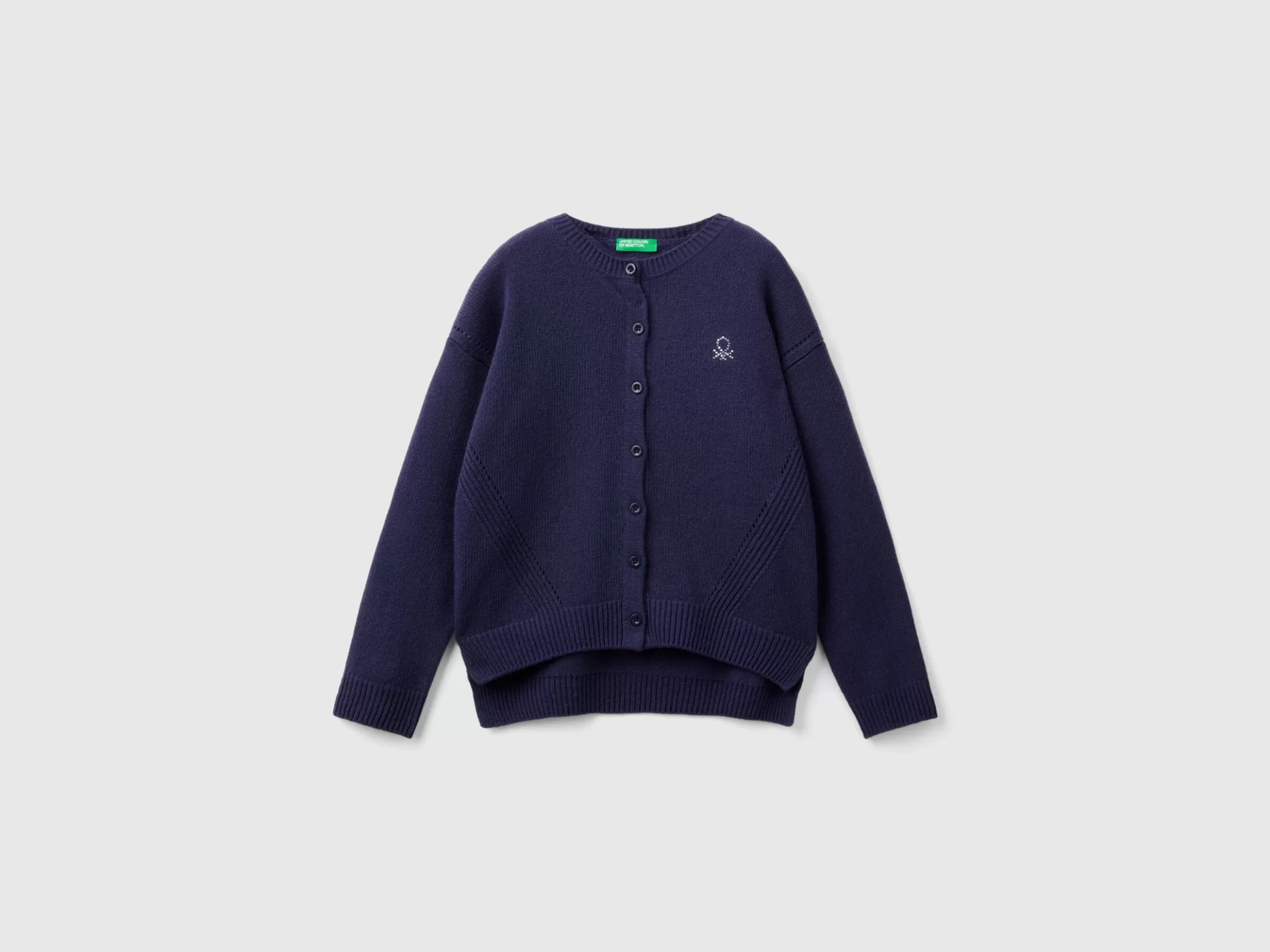 United Colors of Benetton Crew neck cardigan with rhinestone logo