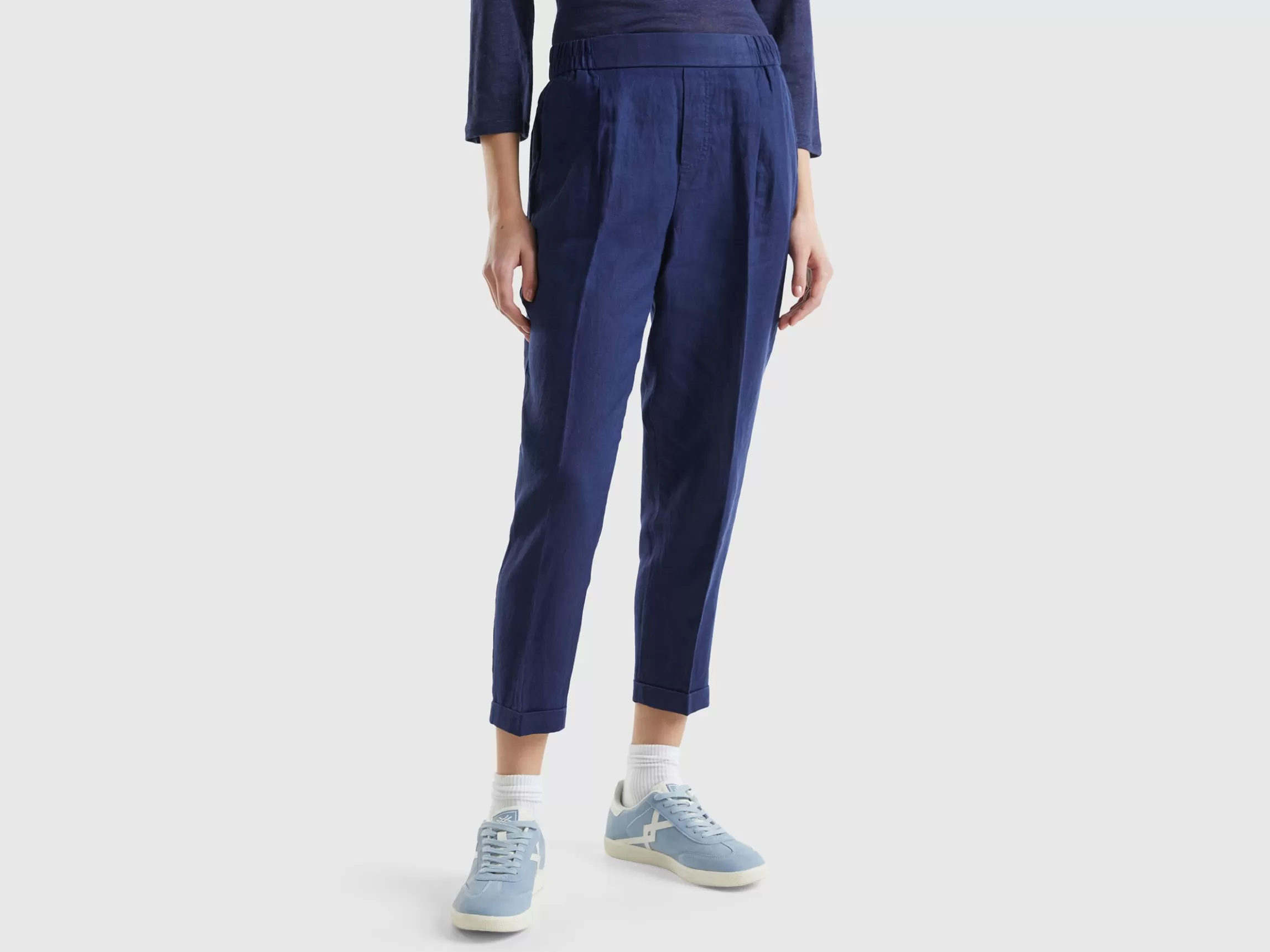United Colors of Benetton Cropped trousers in 100% linen