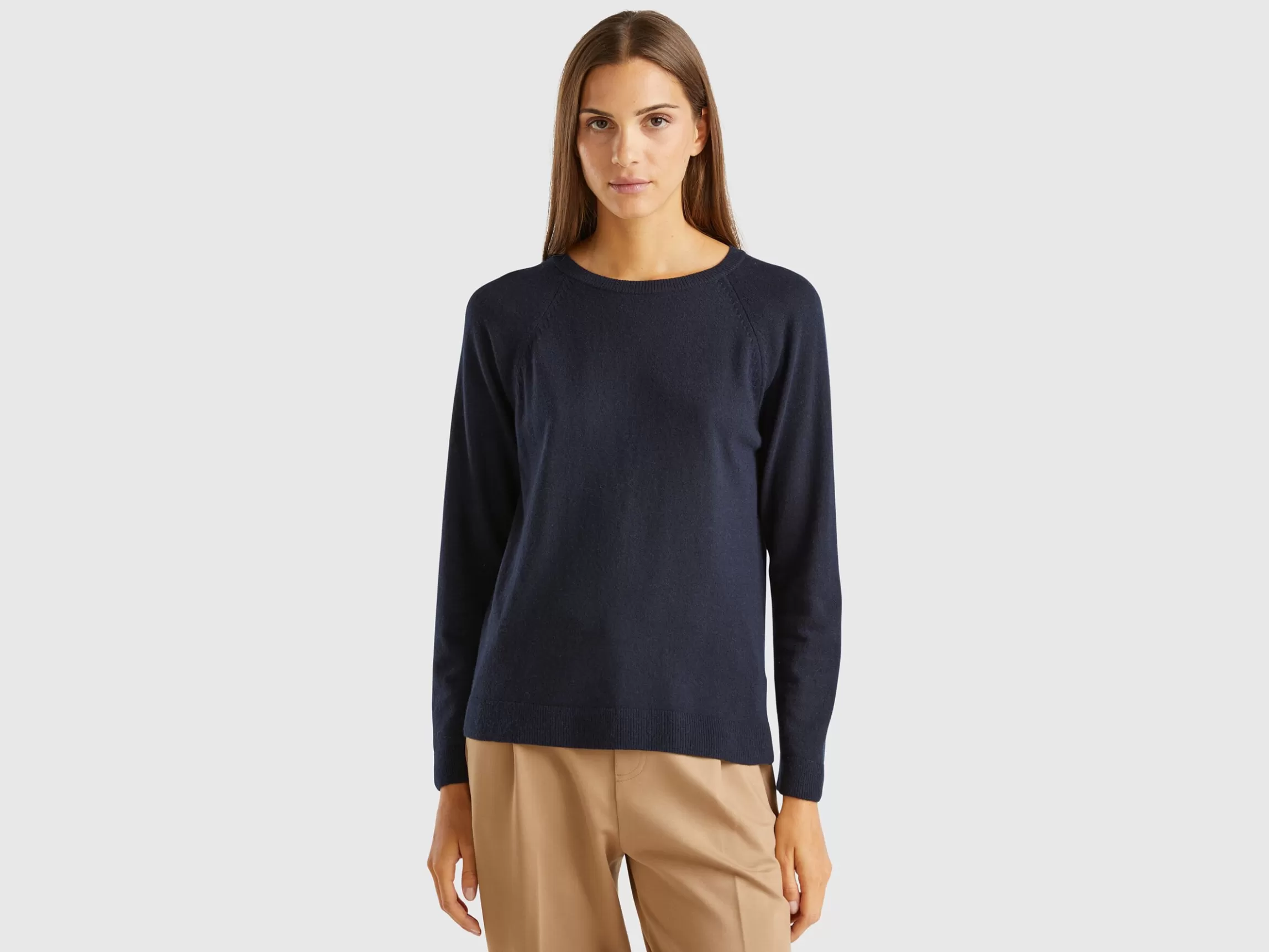 United Colors of Benetton crew neck sweater in cashmere and wool blend