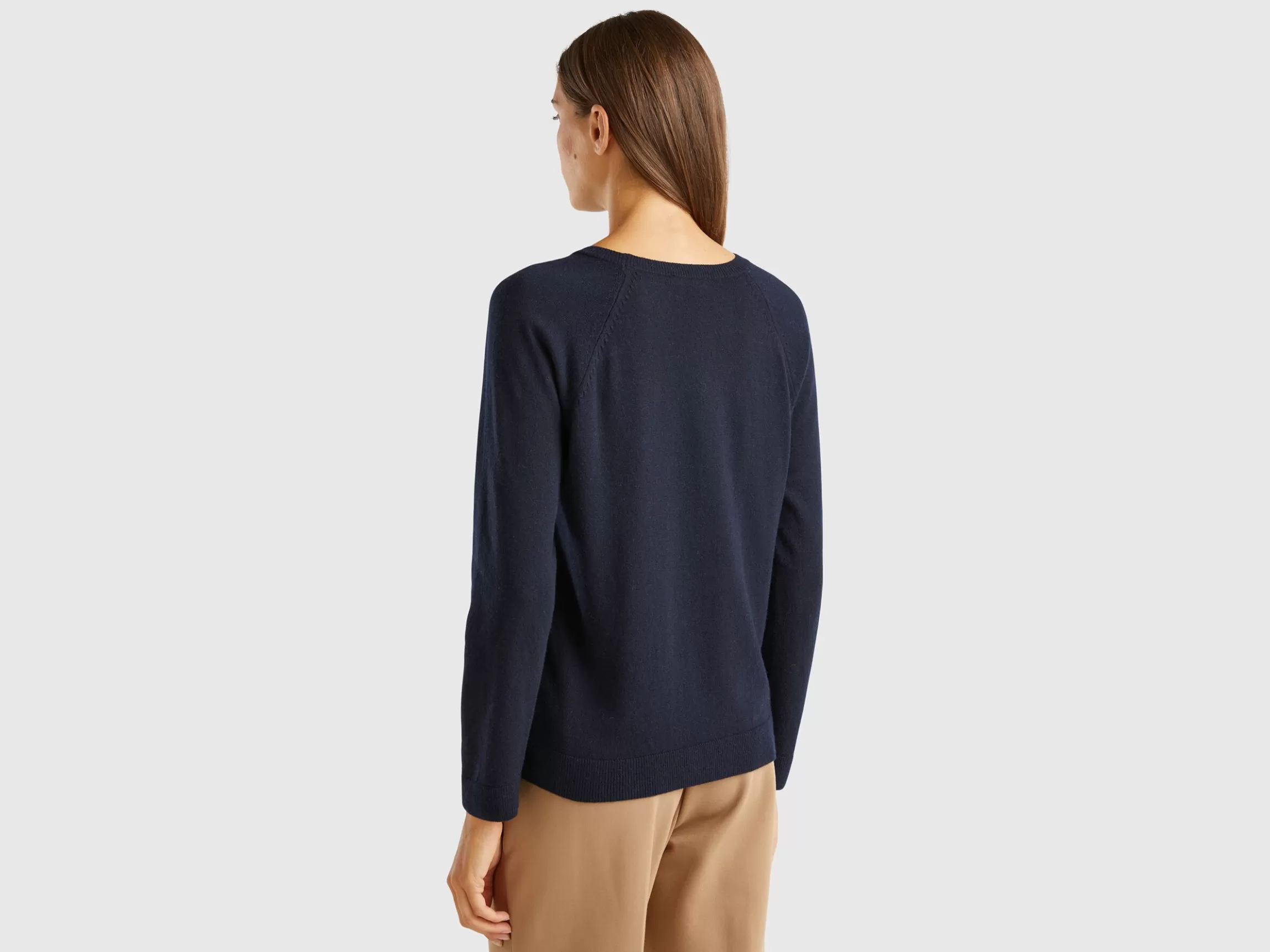 United Colors of Benetton crew neck sweater in cashmere and wool blend