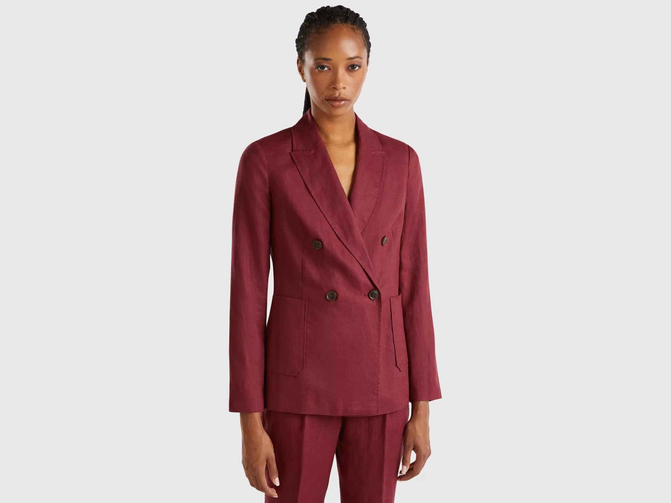 United Colors of Benetton Double-breasted blazer in pure linen
