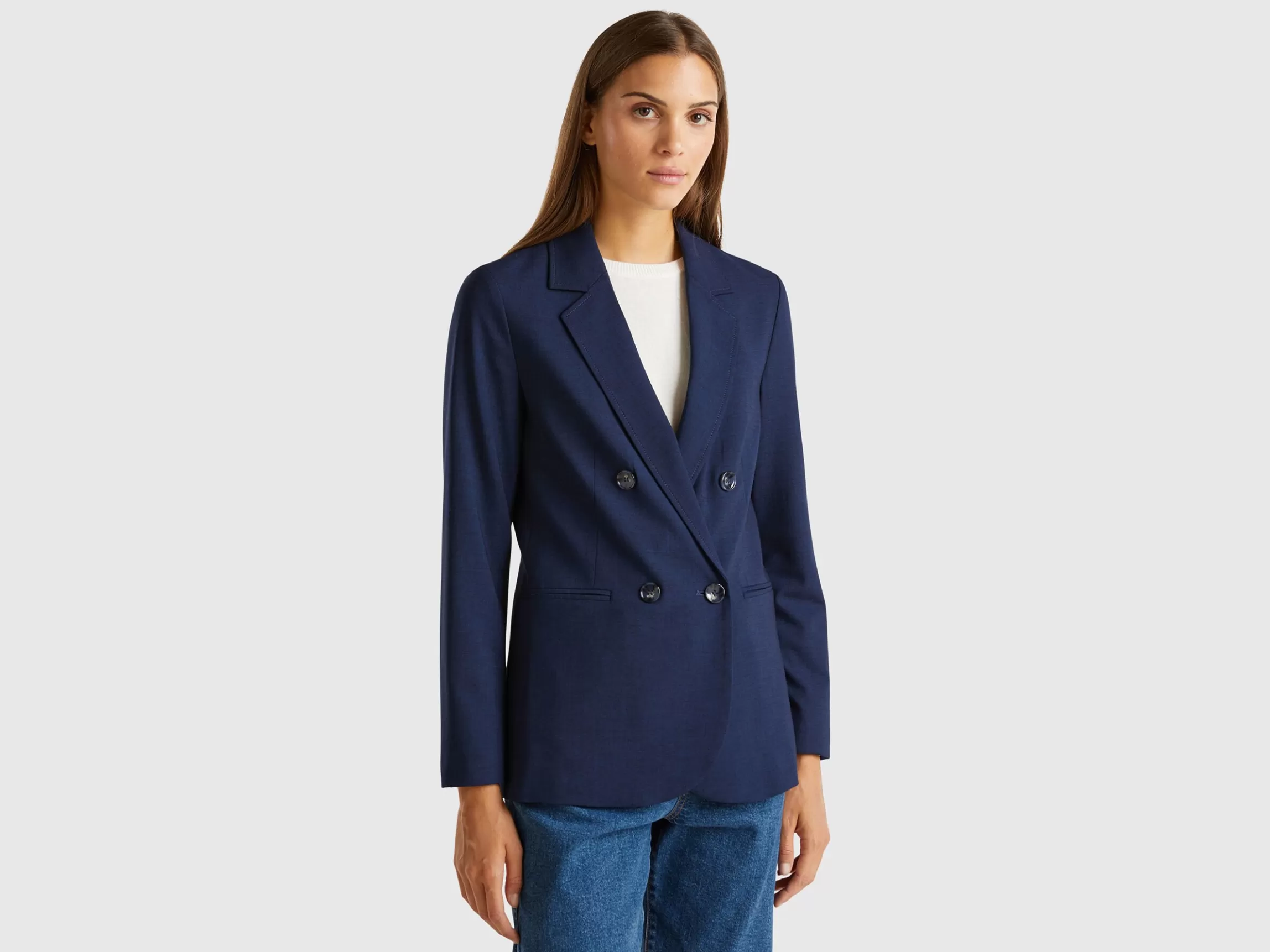 United Colors of Benetton Double-breasted jacket in stretch viscose blend