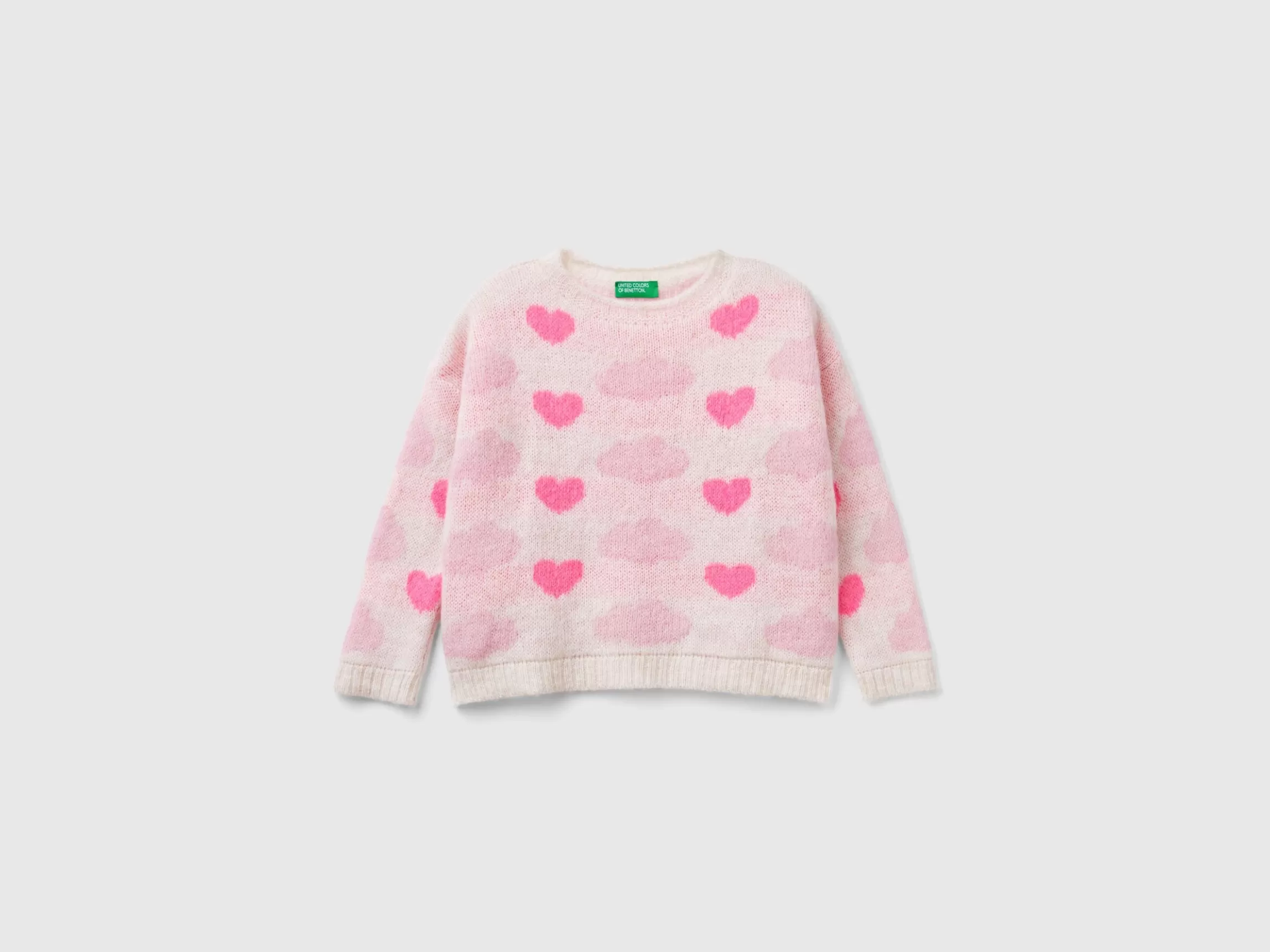 United Colors of Benetton Jacquard sweater with hearts and clouds