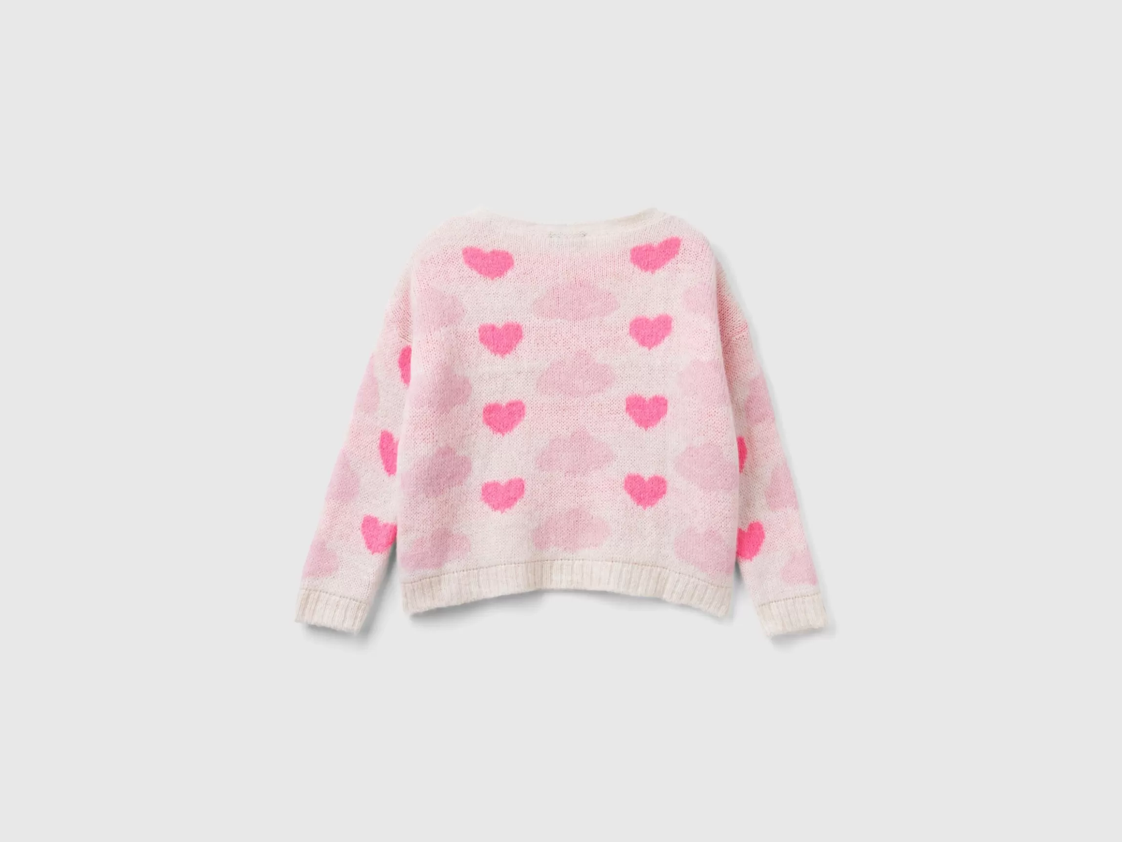 United Colors of Benetton Jacquard sweater with hearts and clouds