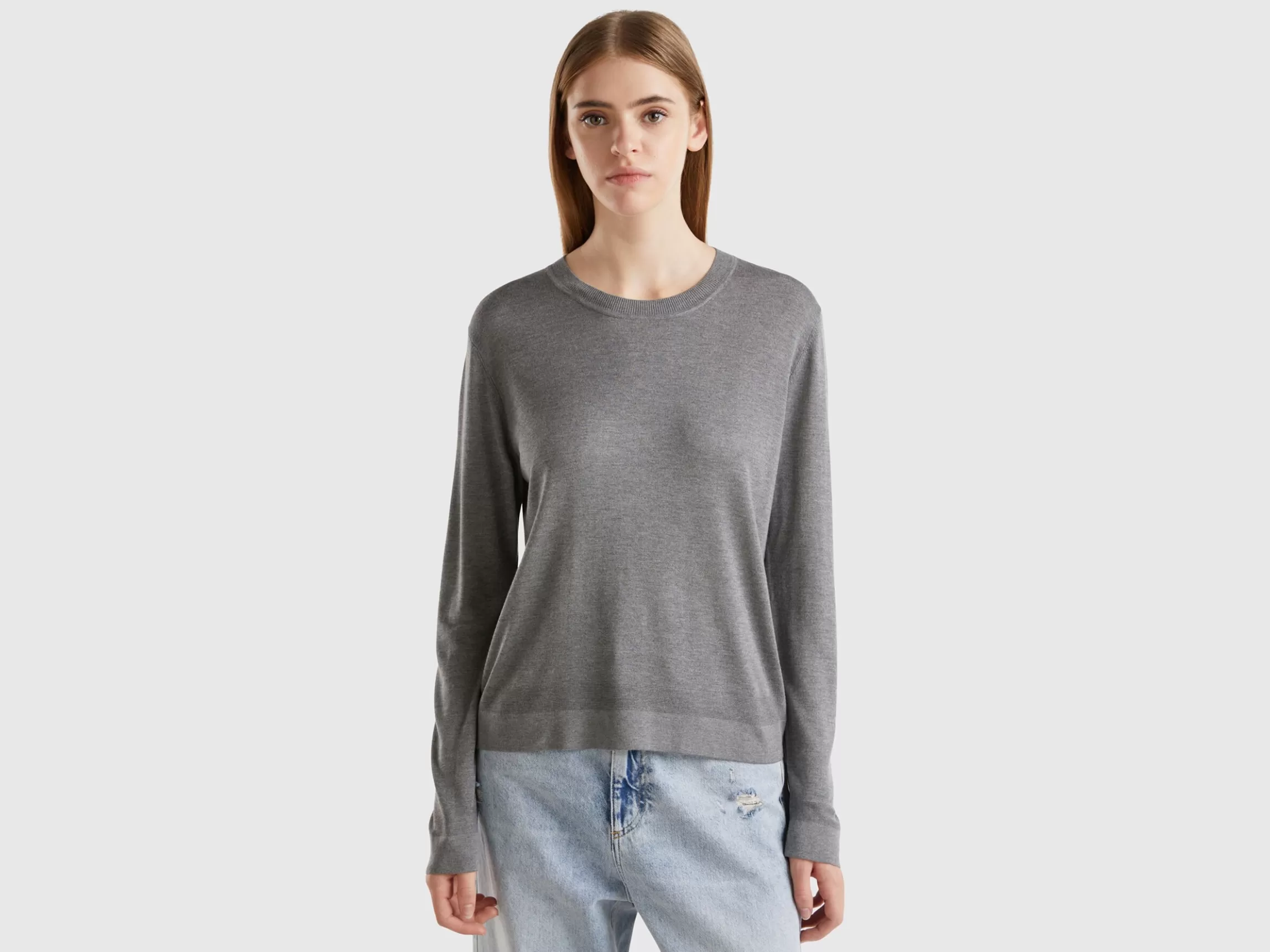 United Colors of Benetton Long sleeve sweater in silk blend