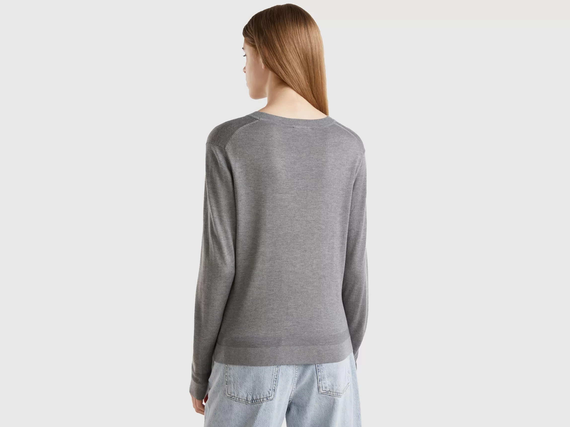 United Colors of Benetton Long sleeve sweater in silk blend