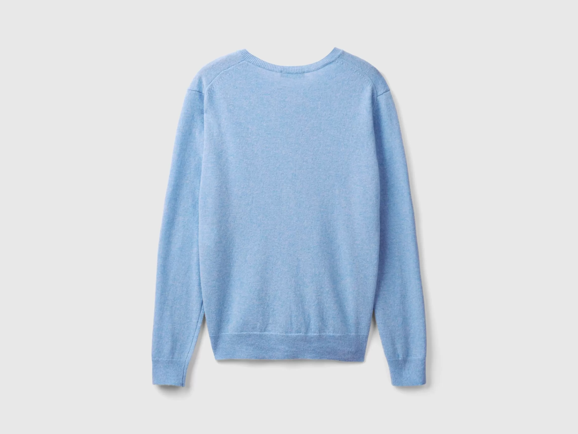 United Colors of Benetton Marl sky blue crew neck cardigan in pure Merino wool