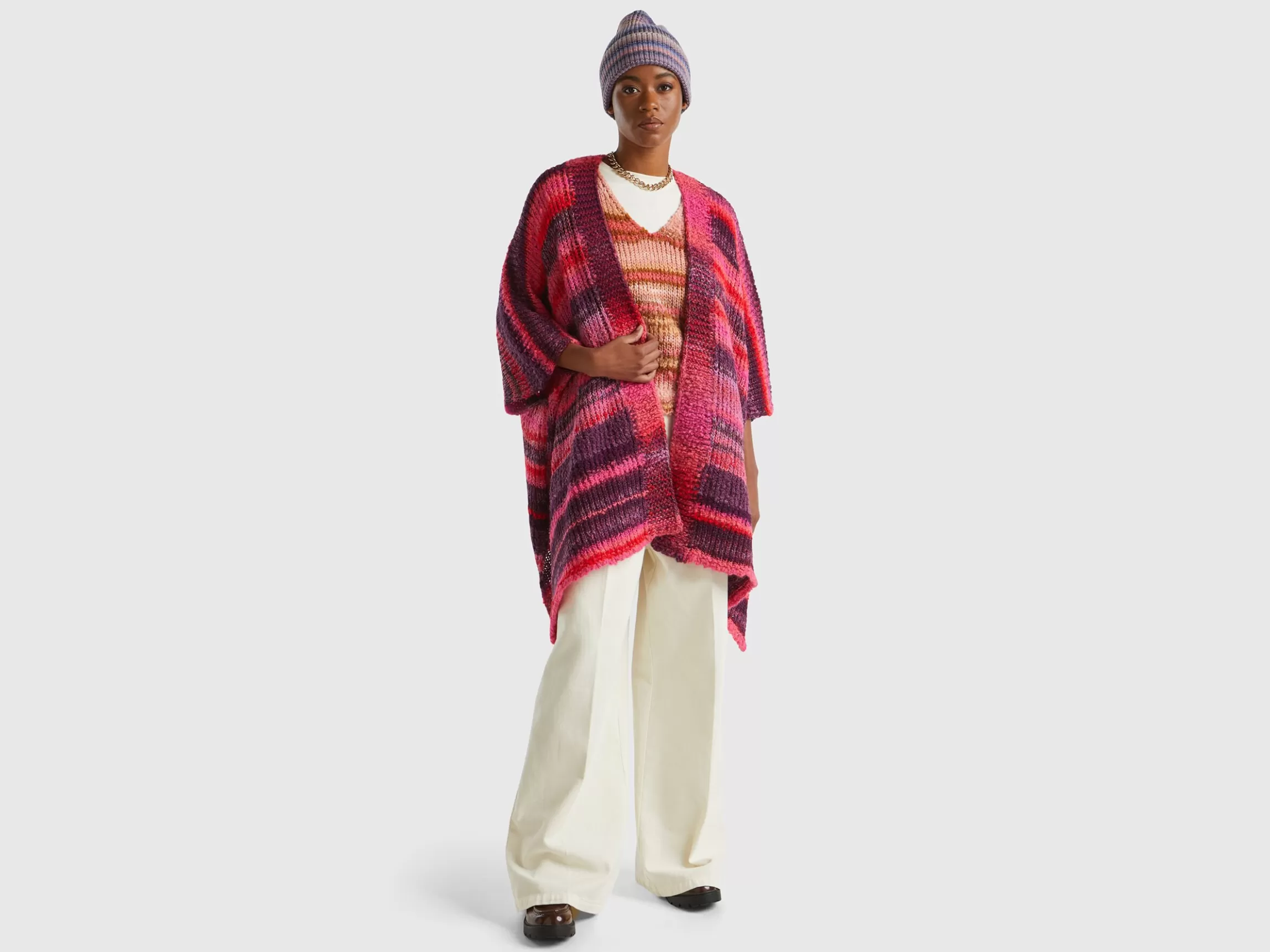 United Colors of Benetton Multicolor poncho in wool blend