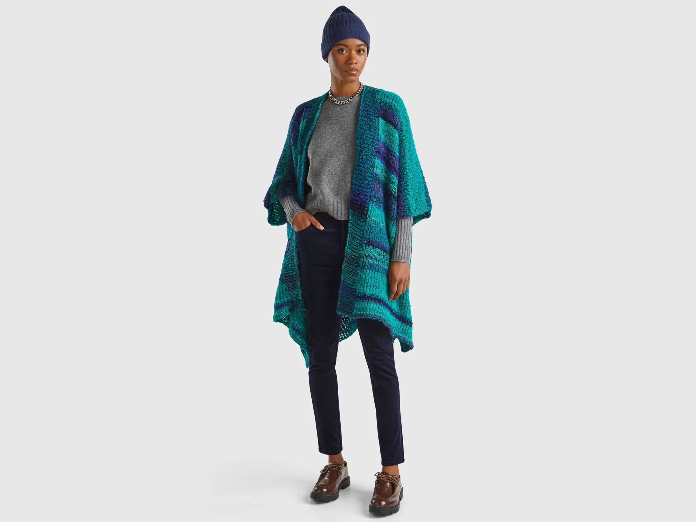 United Colors of Benetton Multicolor poncho in wool blend