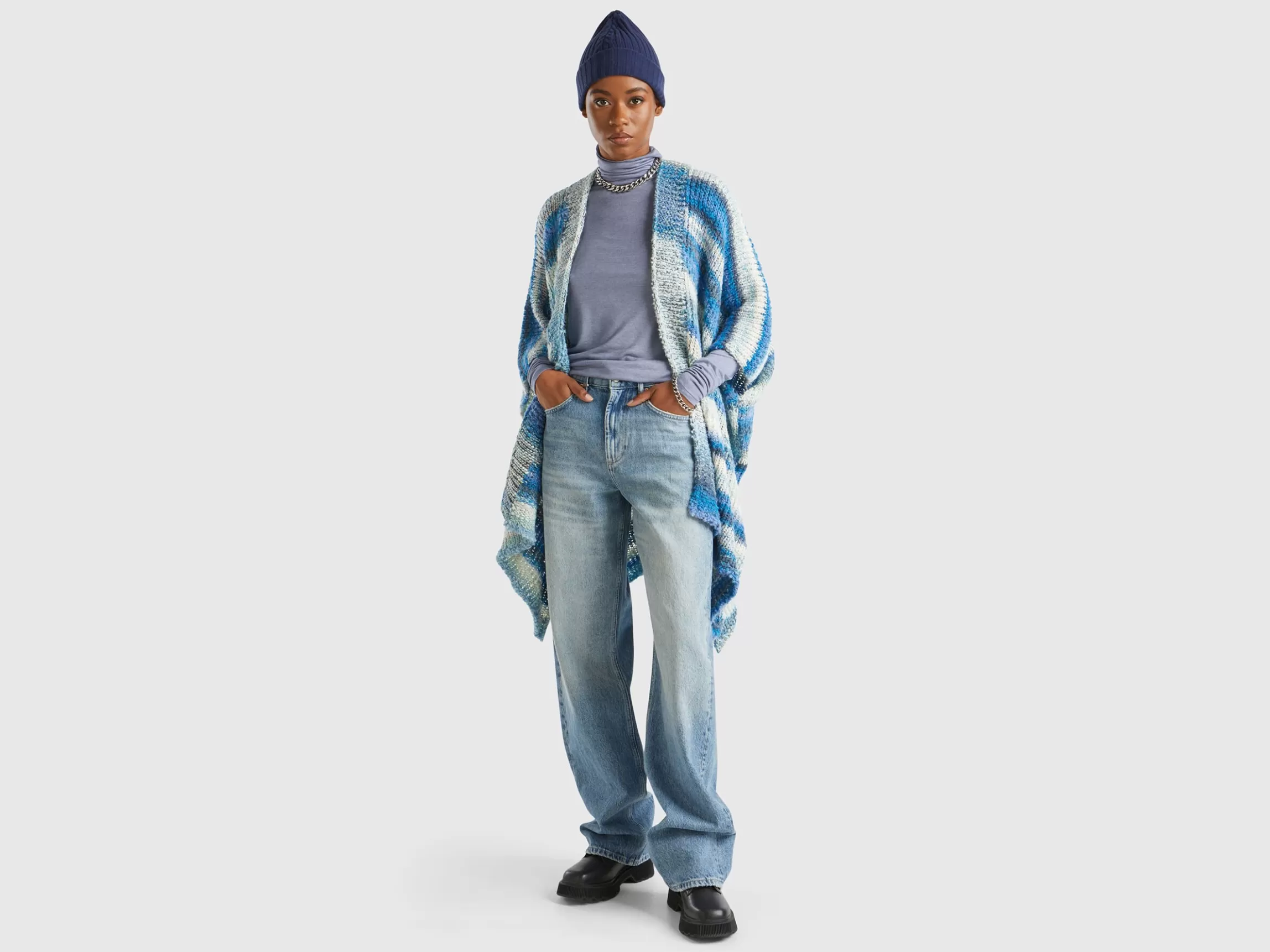 United Colors of Benetton Multicolor poncho in wool blend