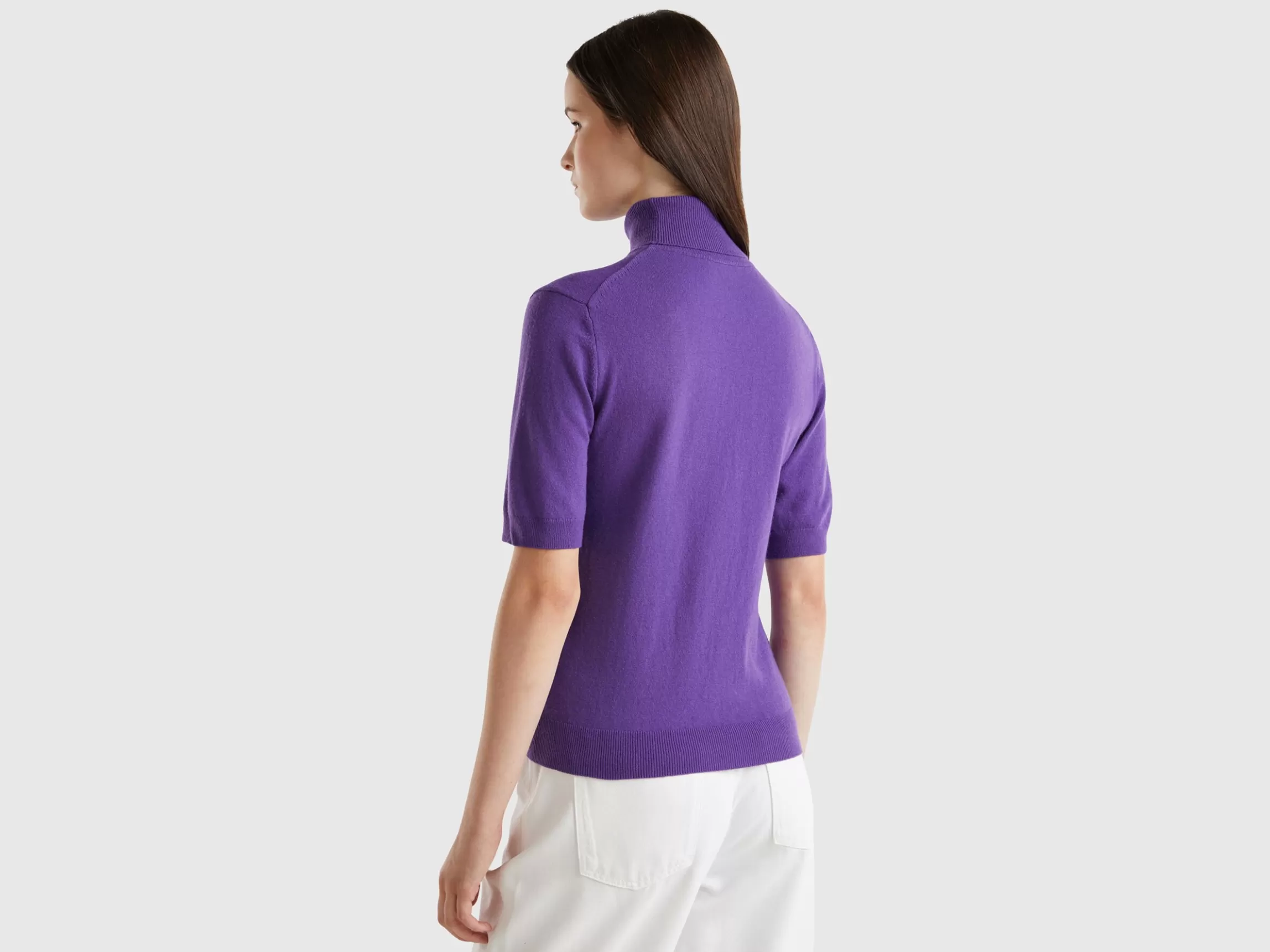 United Colors of Benetton short sleeve turtleneck in cashmere blend