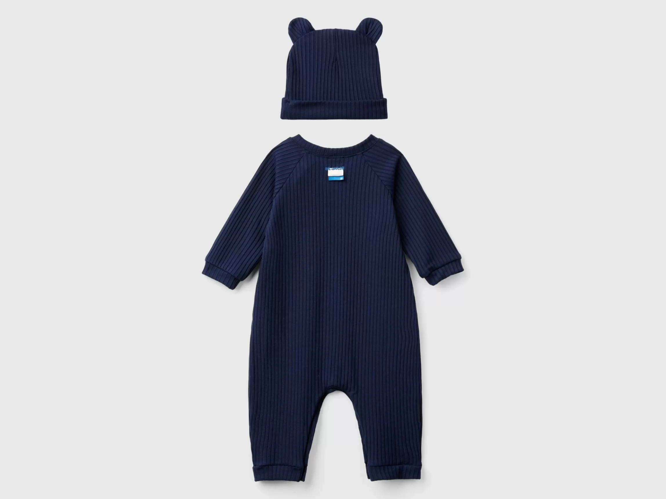 United Colors of Benetton Set of onesie and hat in stretch viscose blend
