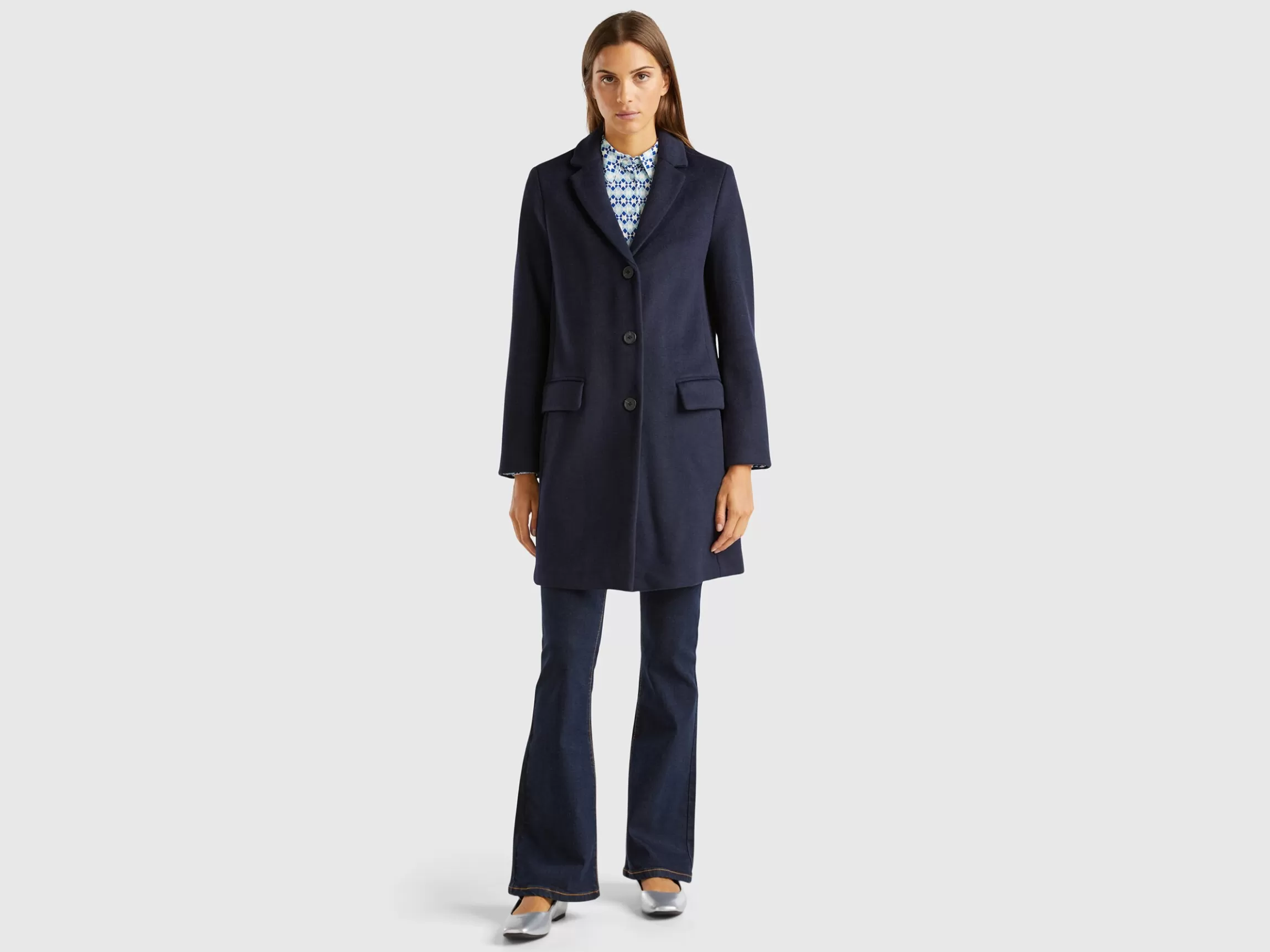 United Colors of Benetton Short coat in wool blend cloth