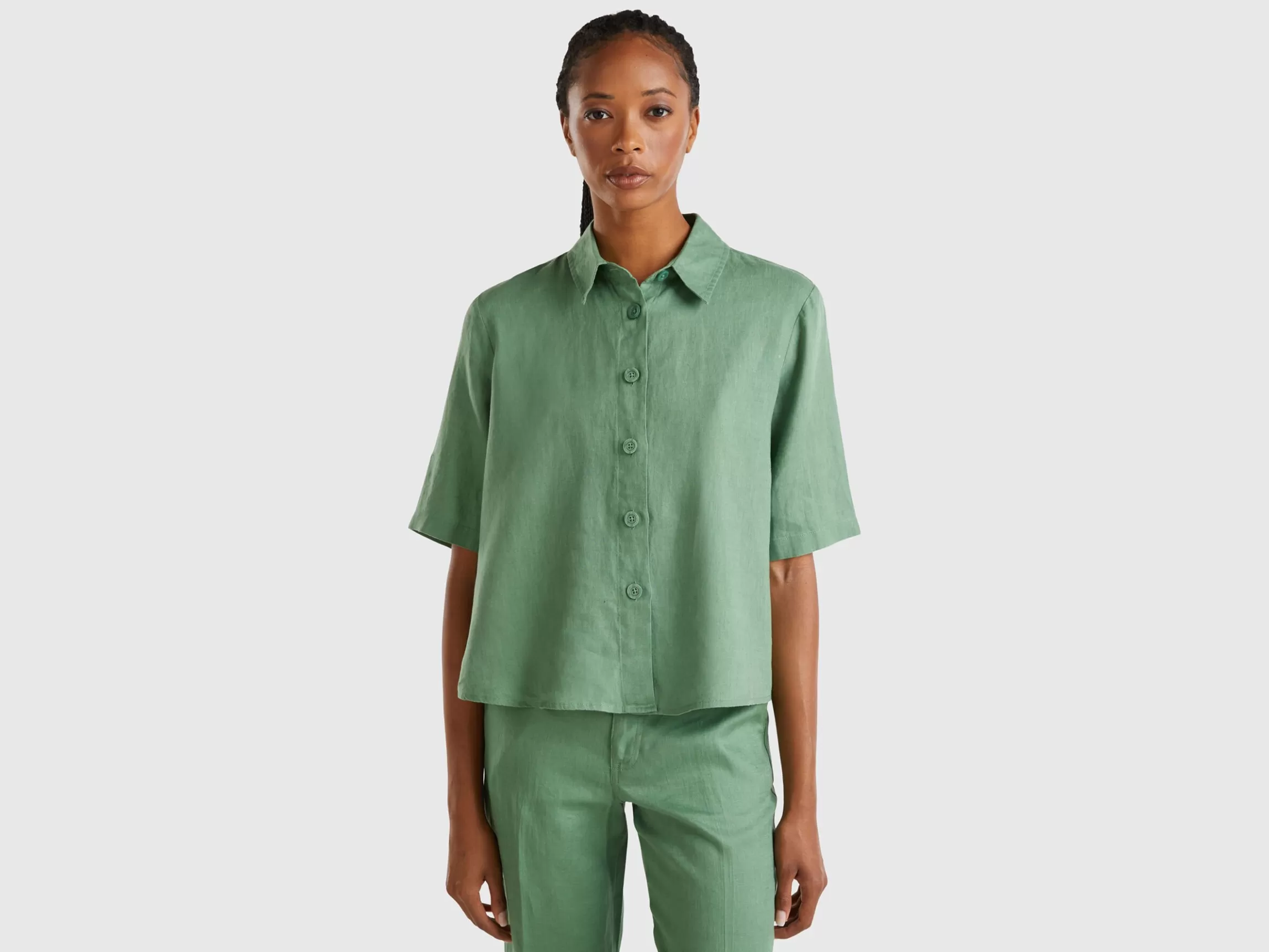 United Colors of Benetton Short shirt in pure linen