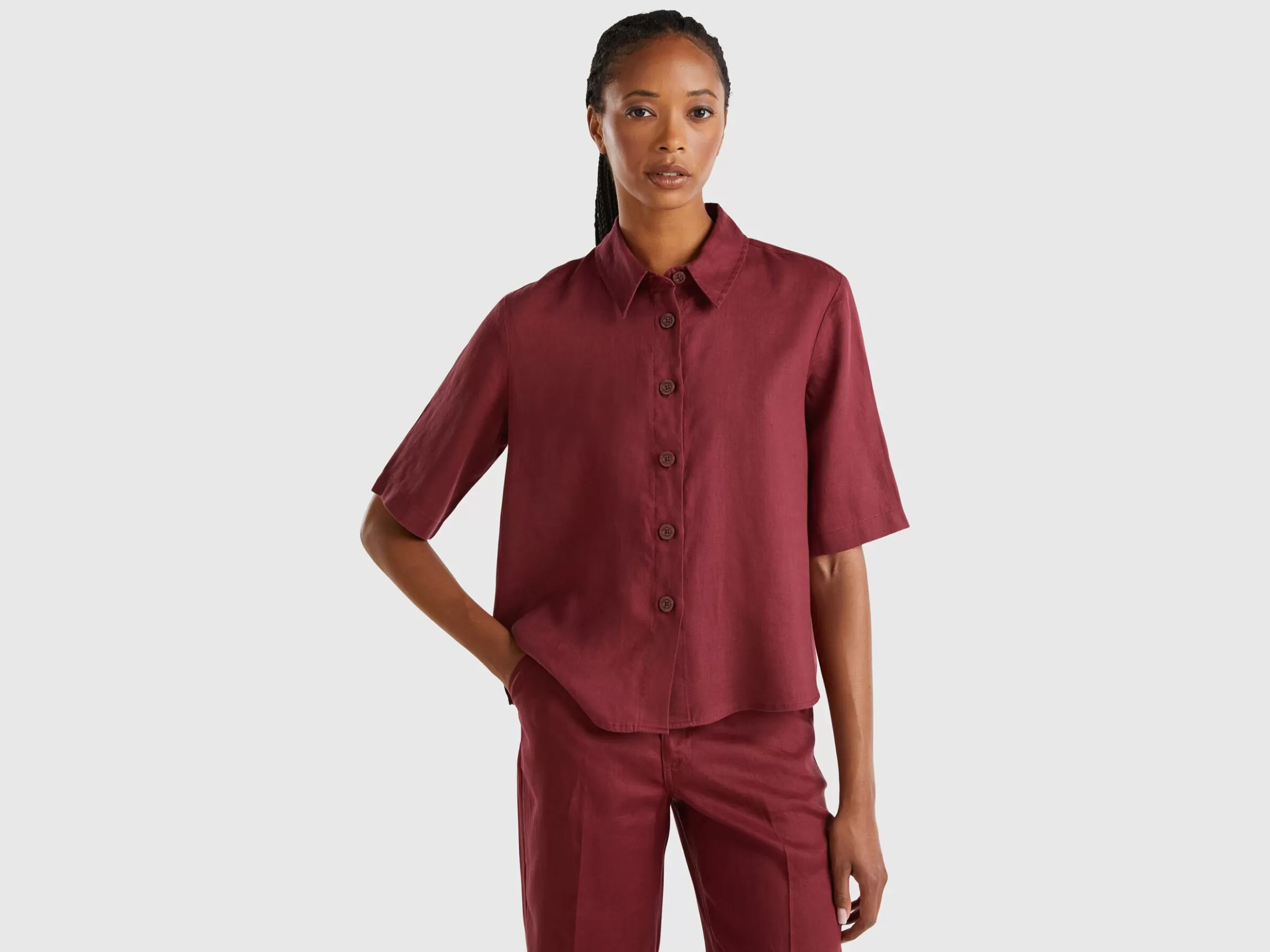 United Colors of Benetton Short shirt in pure linen