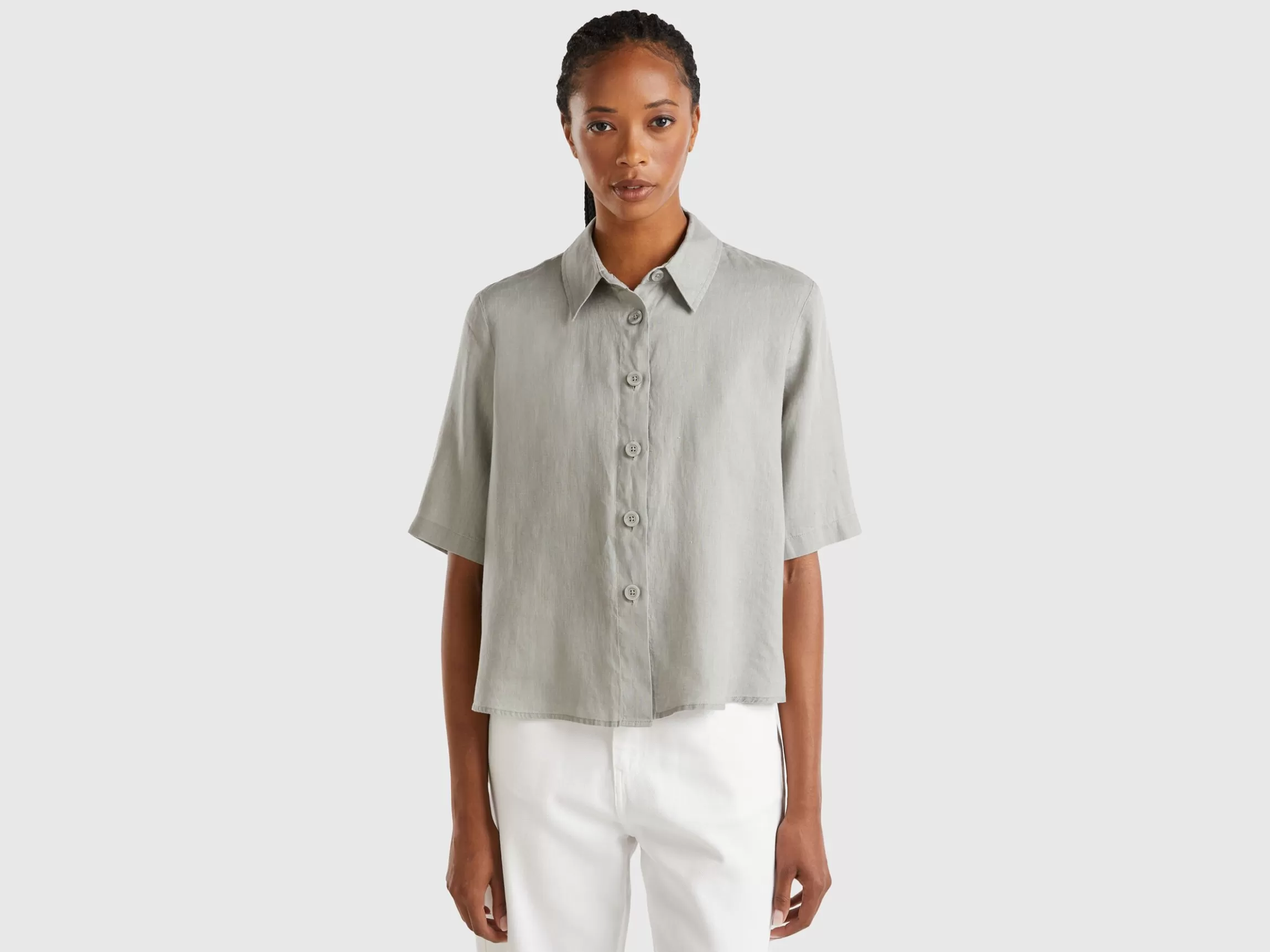 United Colors of Benetton Short shirt in pure linen