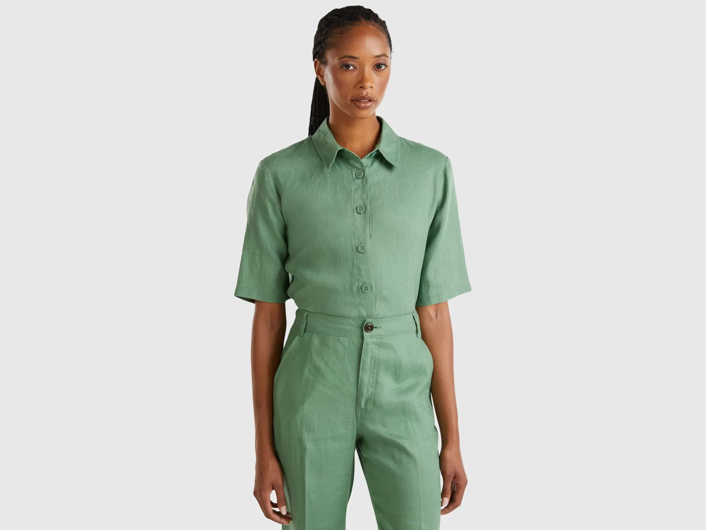 United Colors of Benetton Short shirt in pure linen