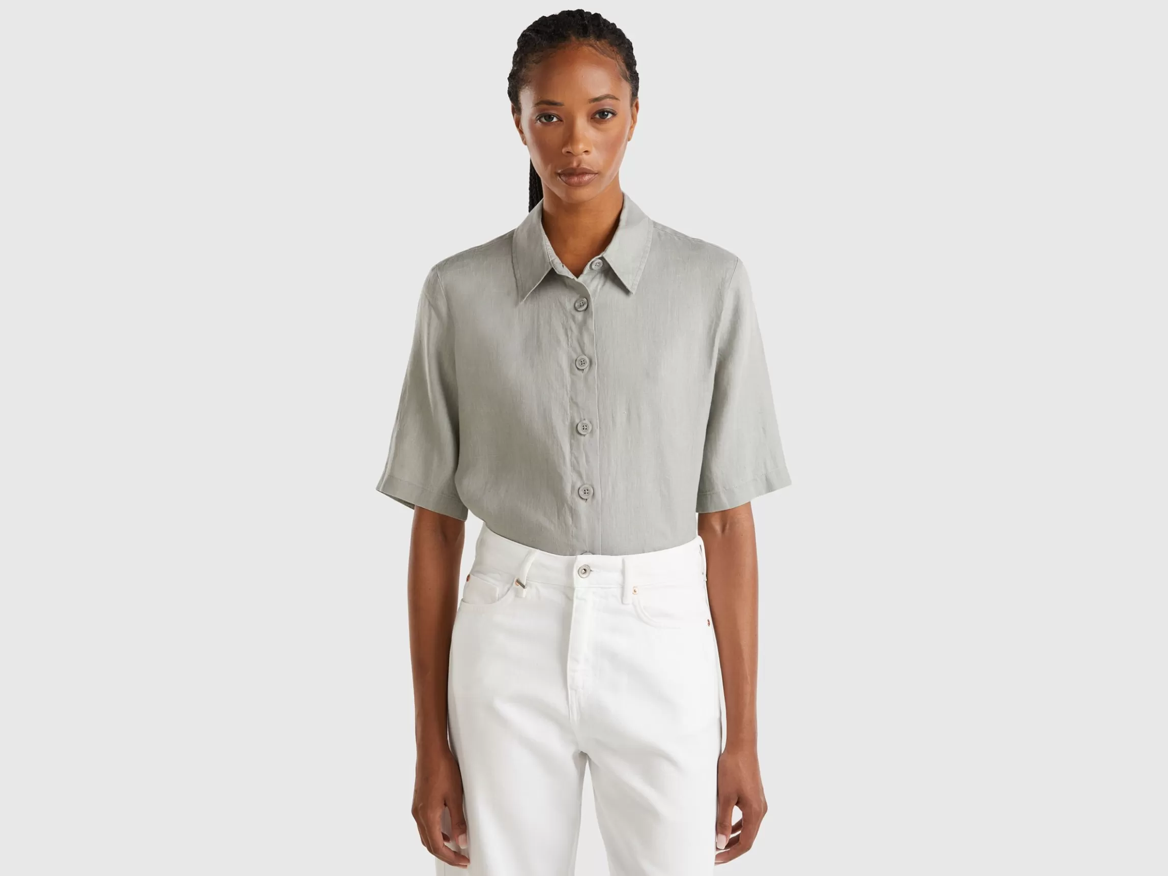 United Colors of Benetton Short shirt in pure linen