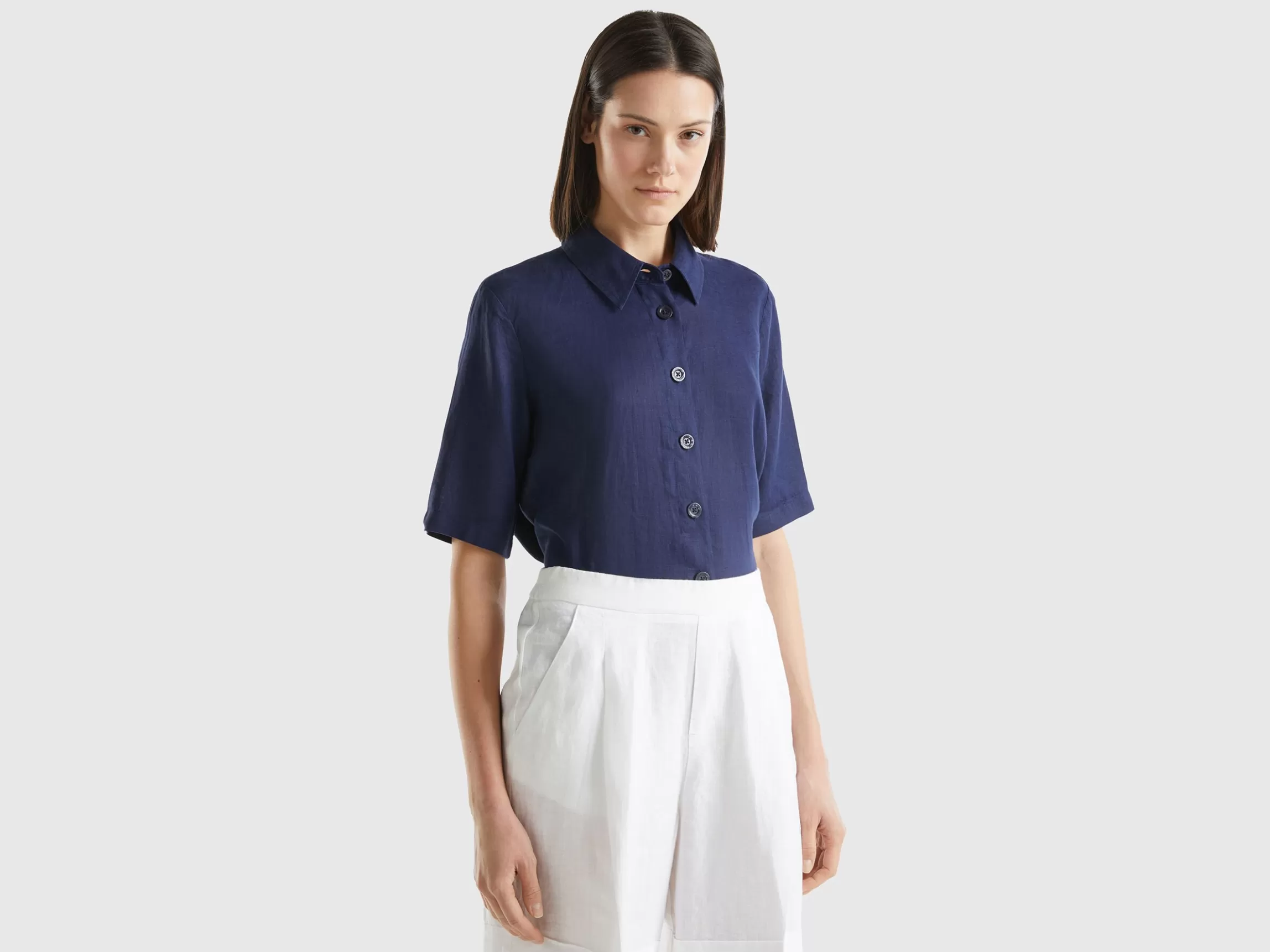 United Colors of Benetton Short shirt in pure linen