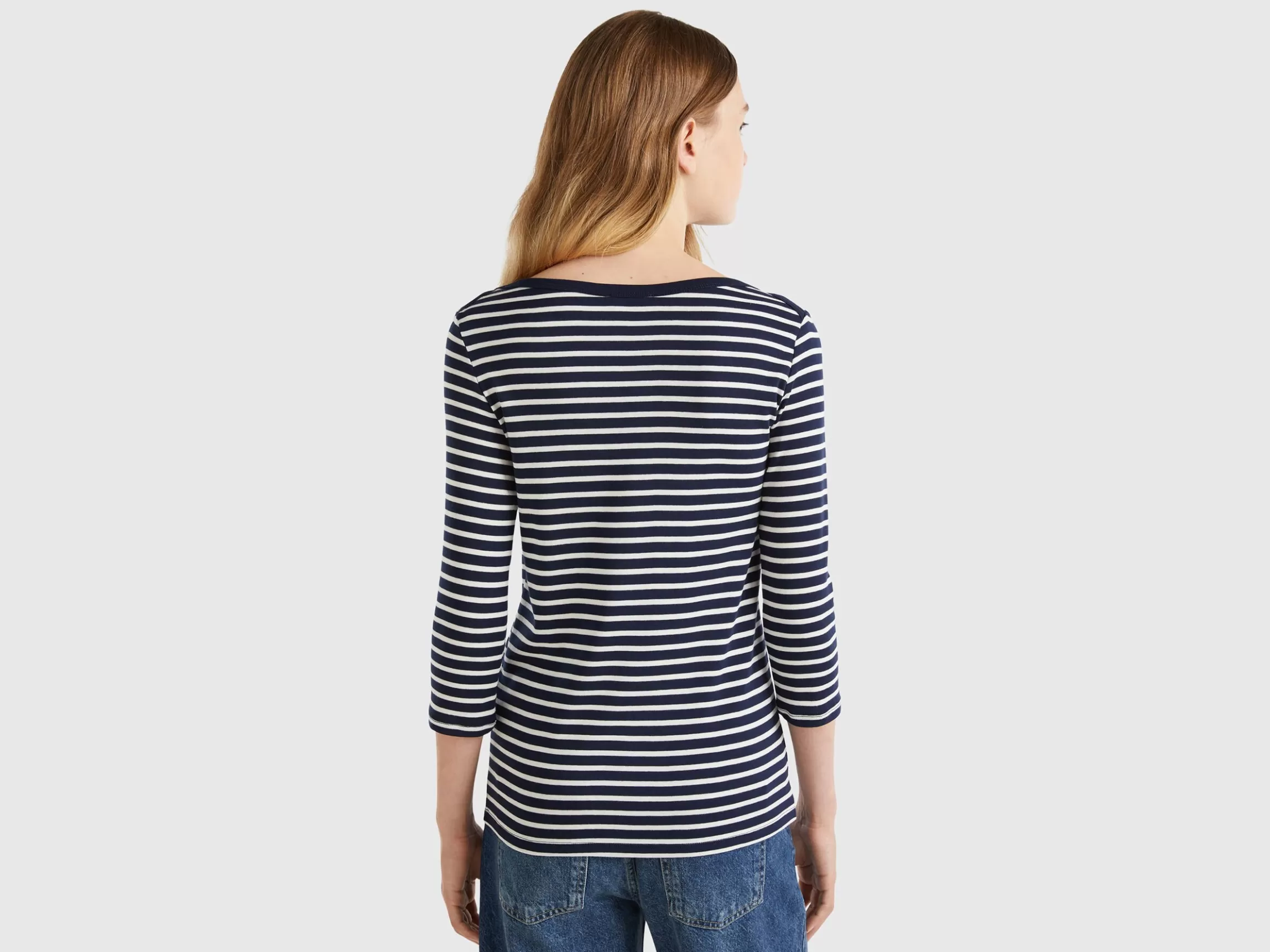 United Colors of Benetton Striped 3/4 sleeve t-shirt in pure cotton