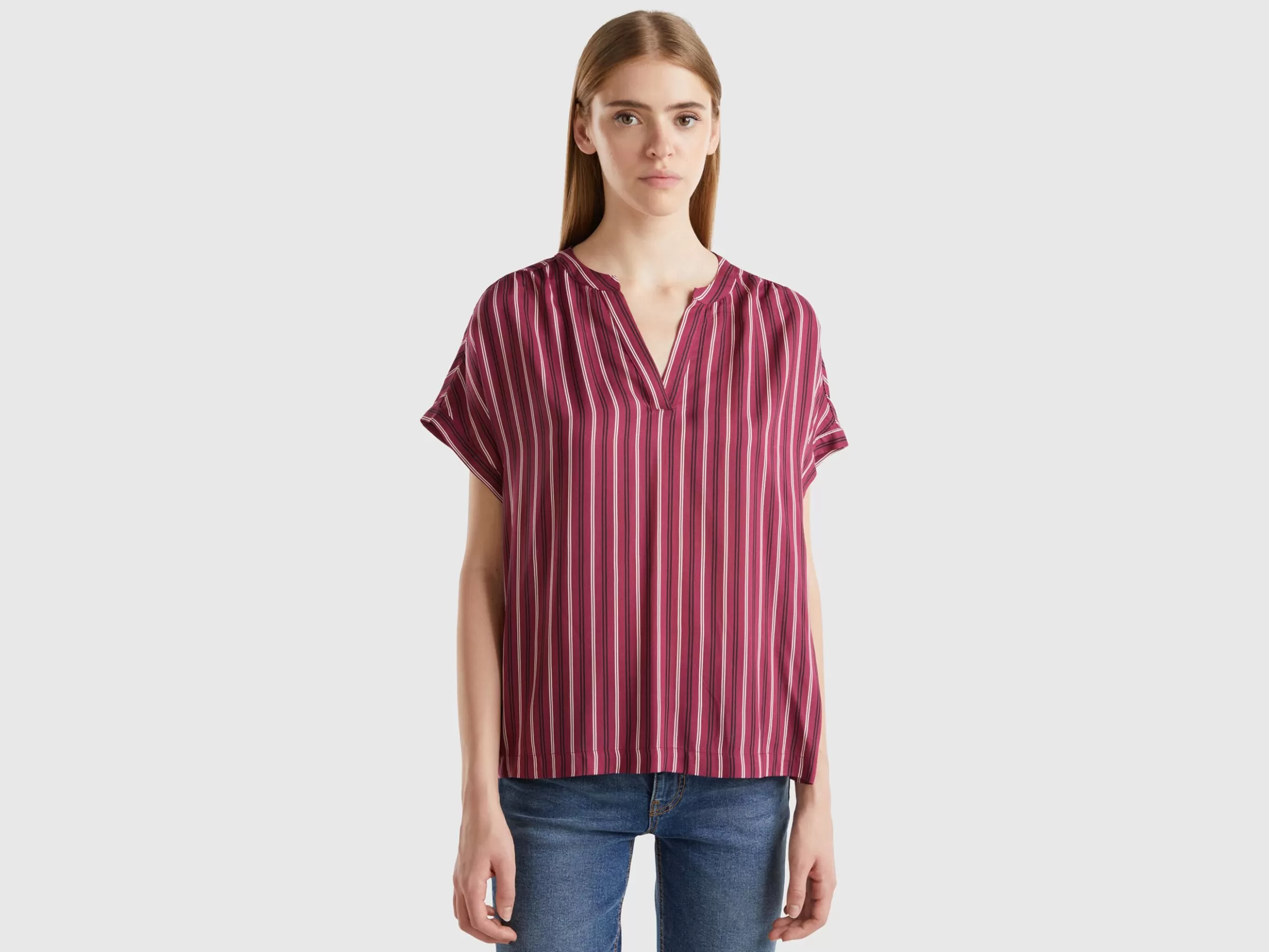 United Colors of Benetton Striped blouse in pure viscose