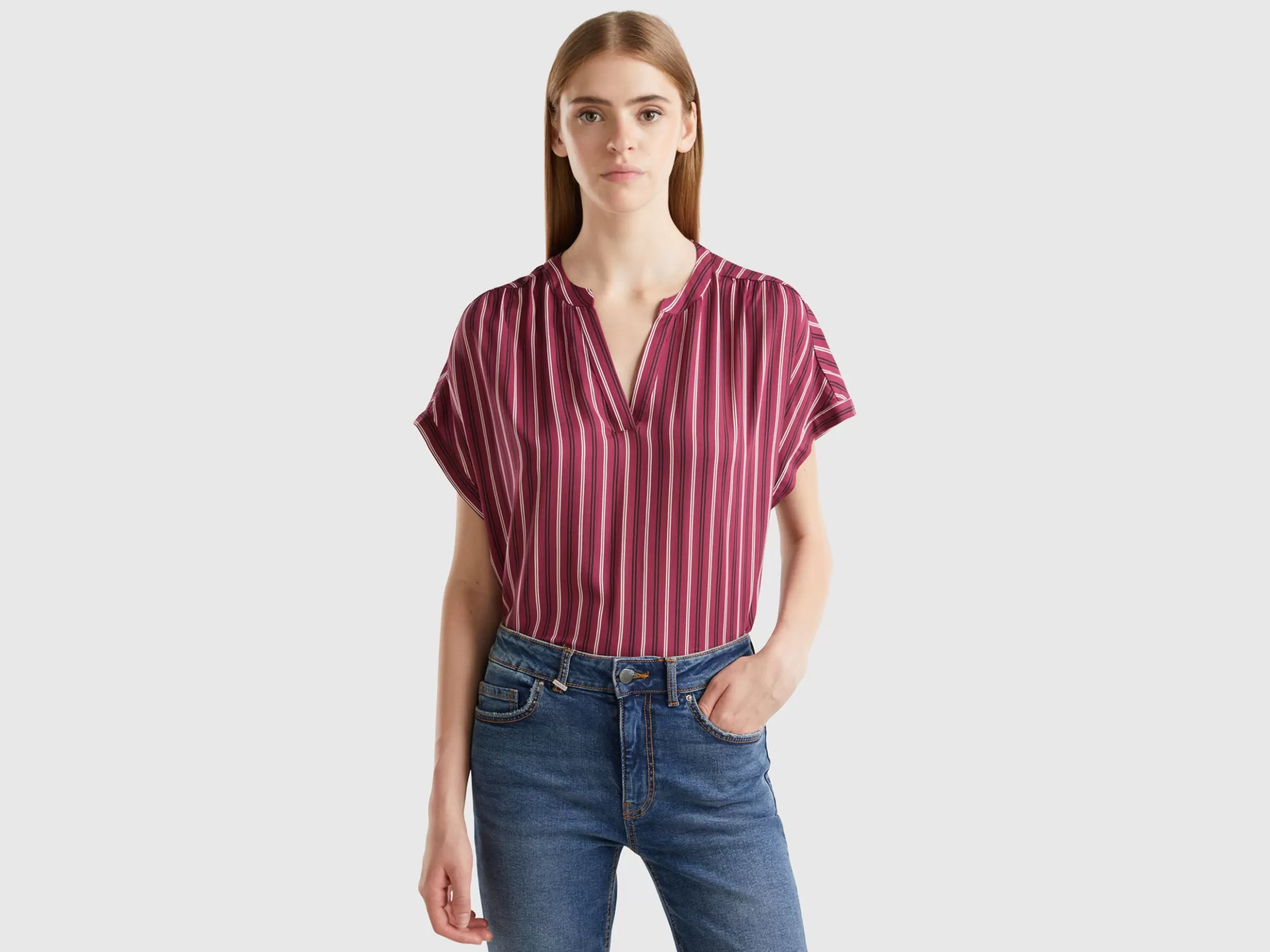 United Colors of Benetton Striped blouse in pure viscose