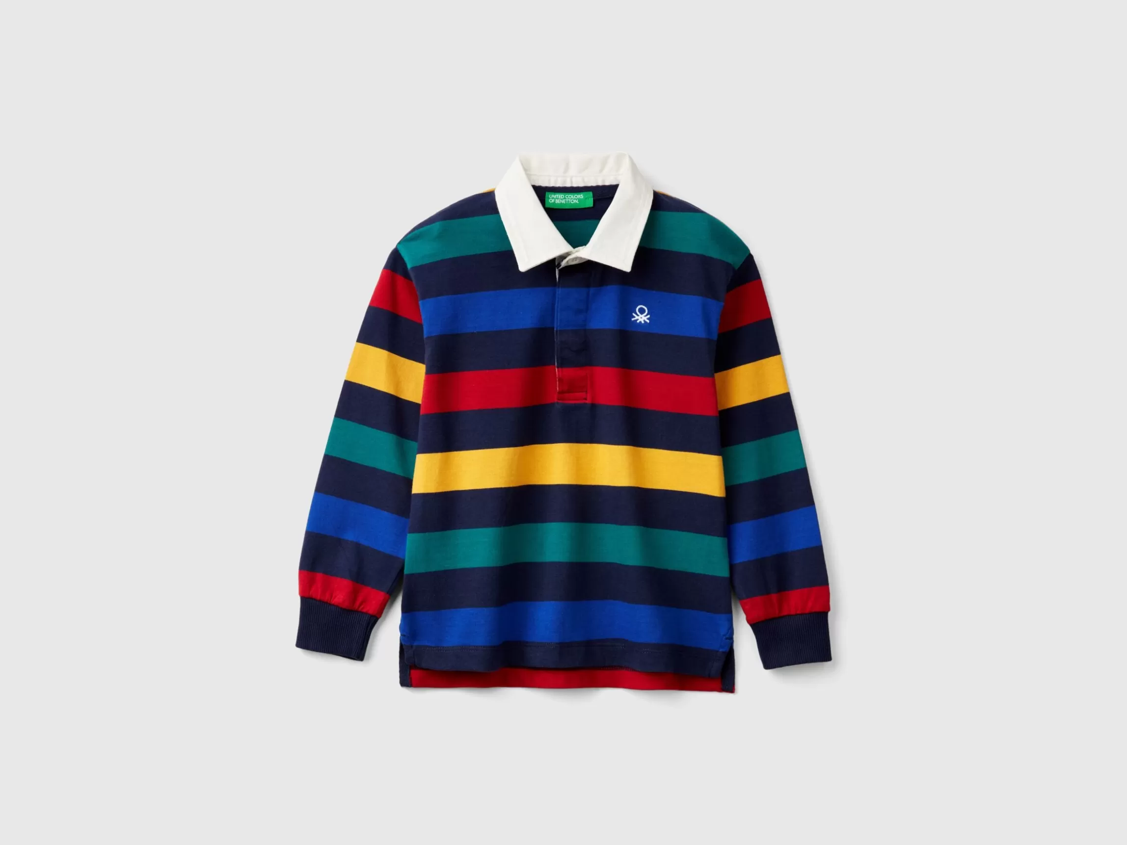 United Colors of Benetton Striped rugby polo in pure cotton