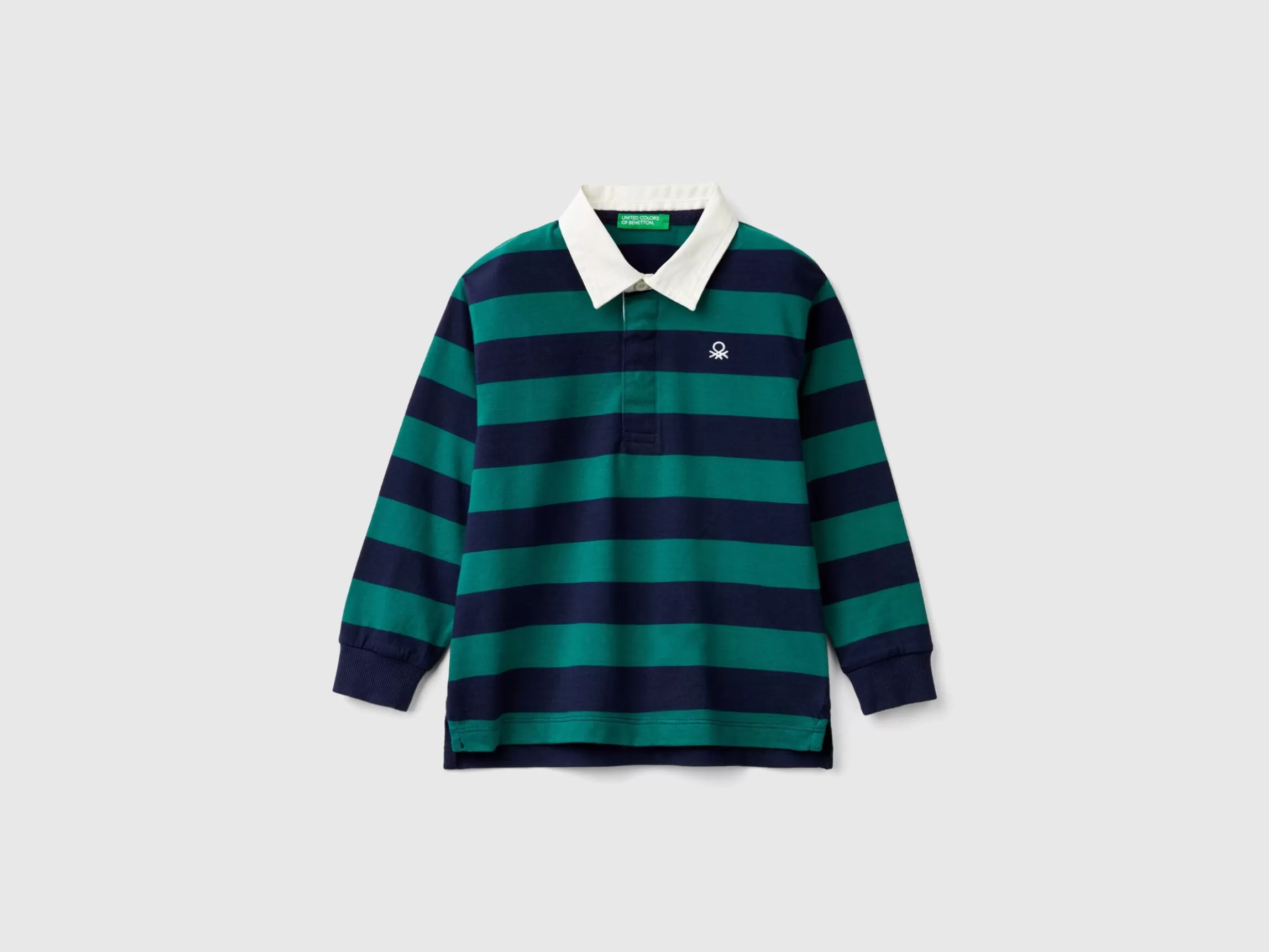 United Colors of Benetton Striped rugby polo in pure cotton