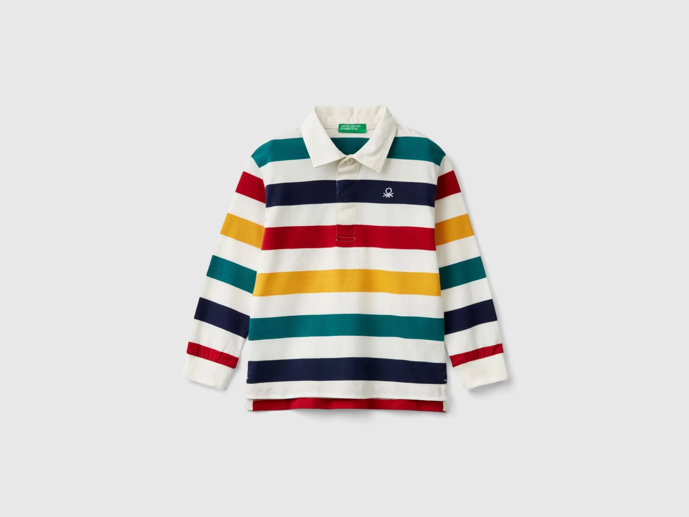 United Colors of Benetton Striped rugby polo in pure cotton