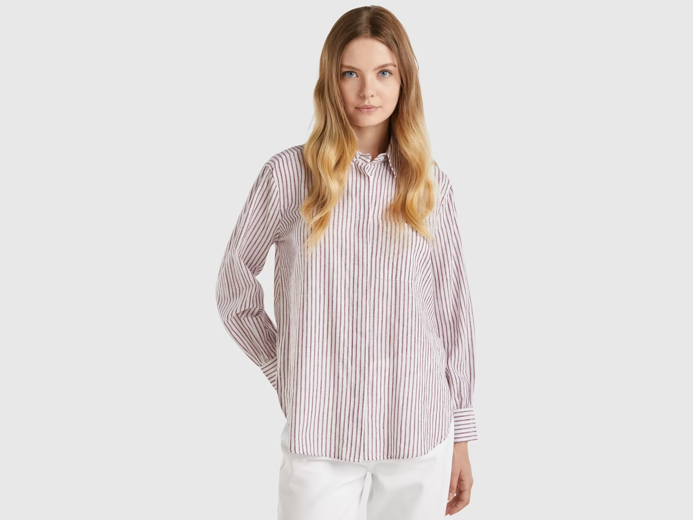 United Colors of Benetton Striped shirt made from linen blend