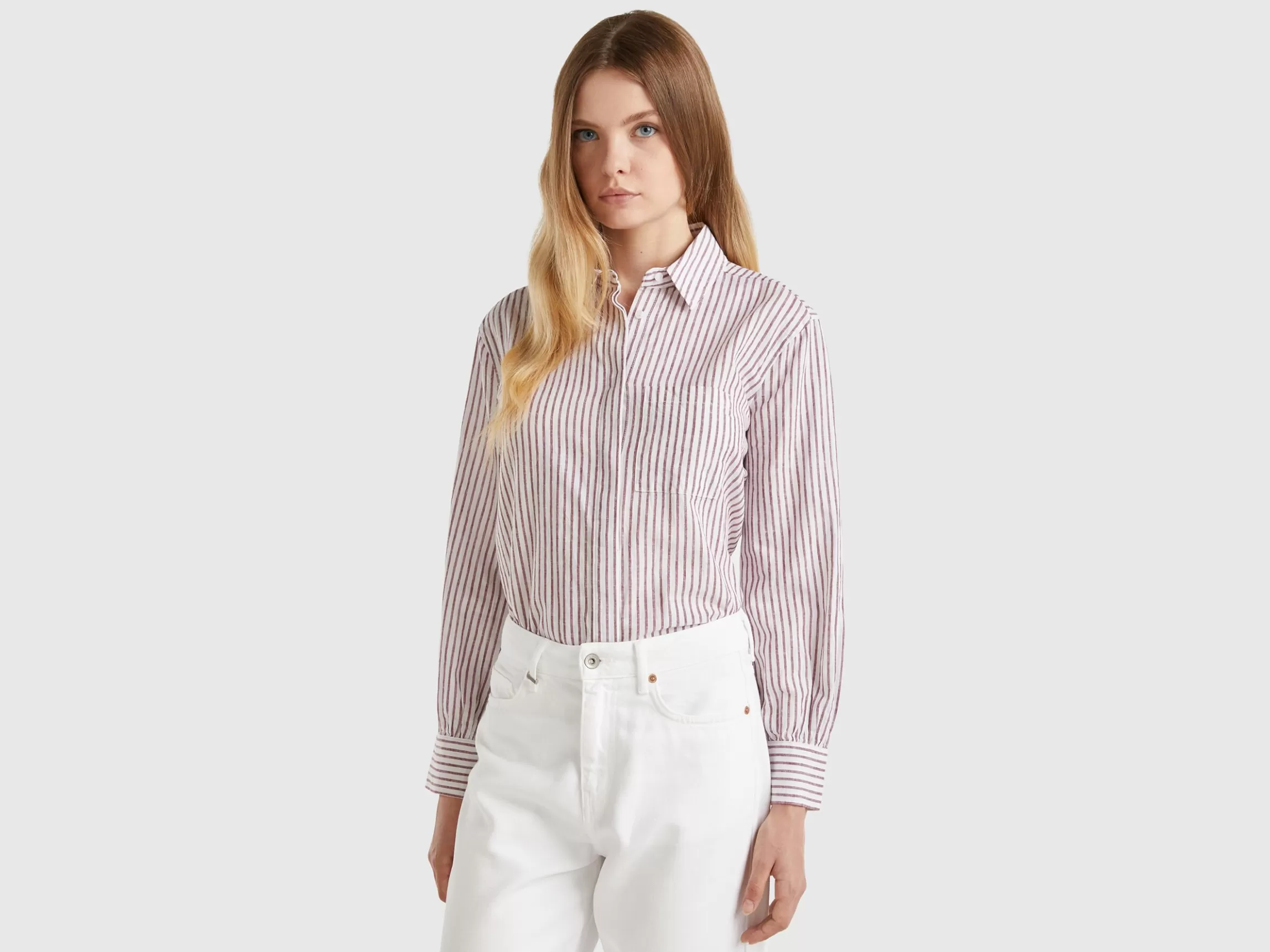 United Colors of Benetton Striped shirt made from linen blend
