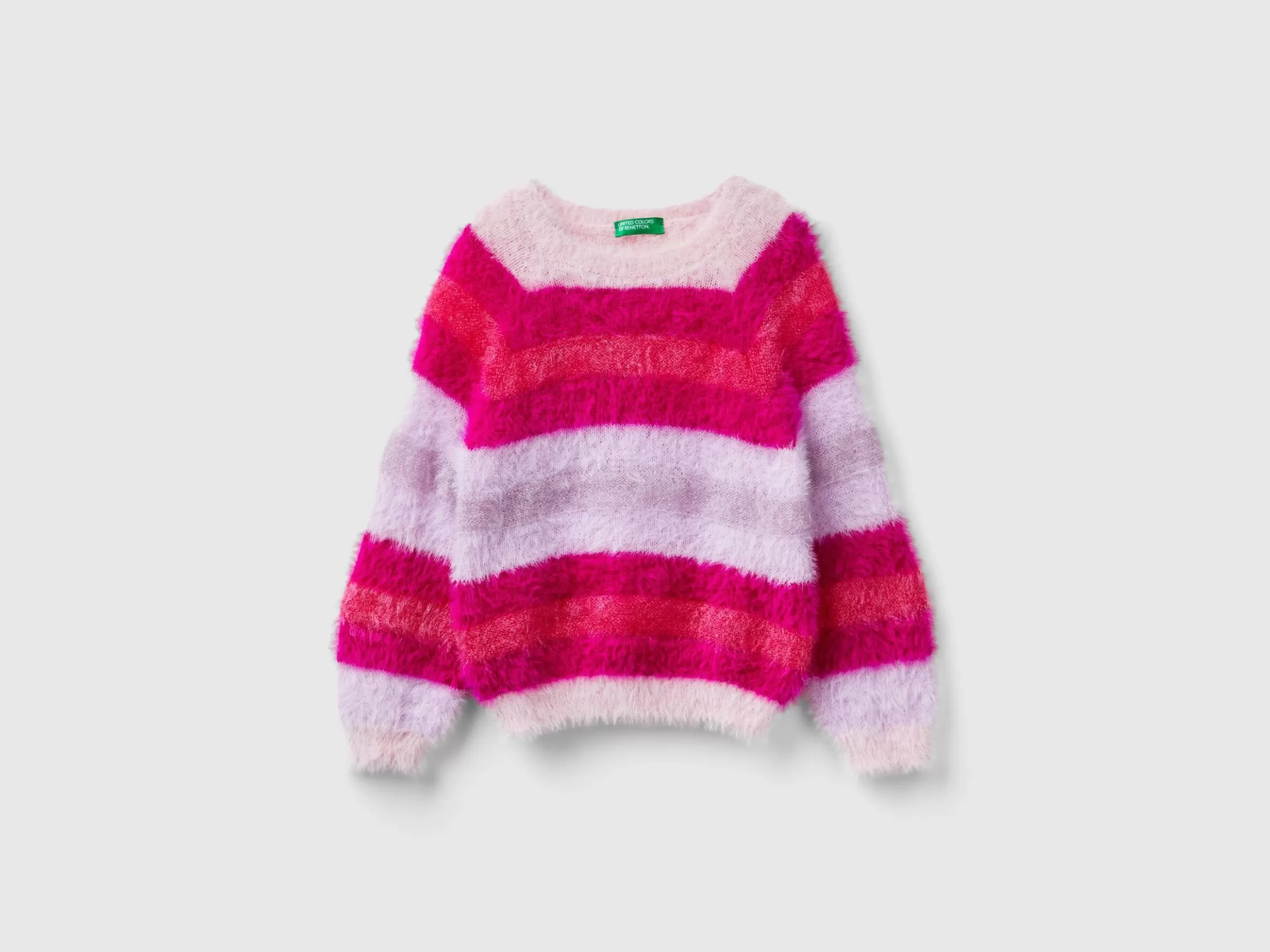United Colors of Benetton Striped sweater in faux fur