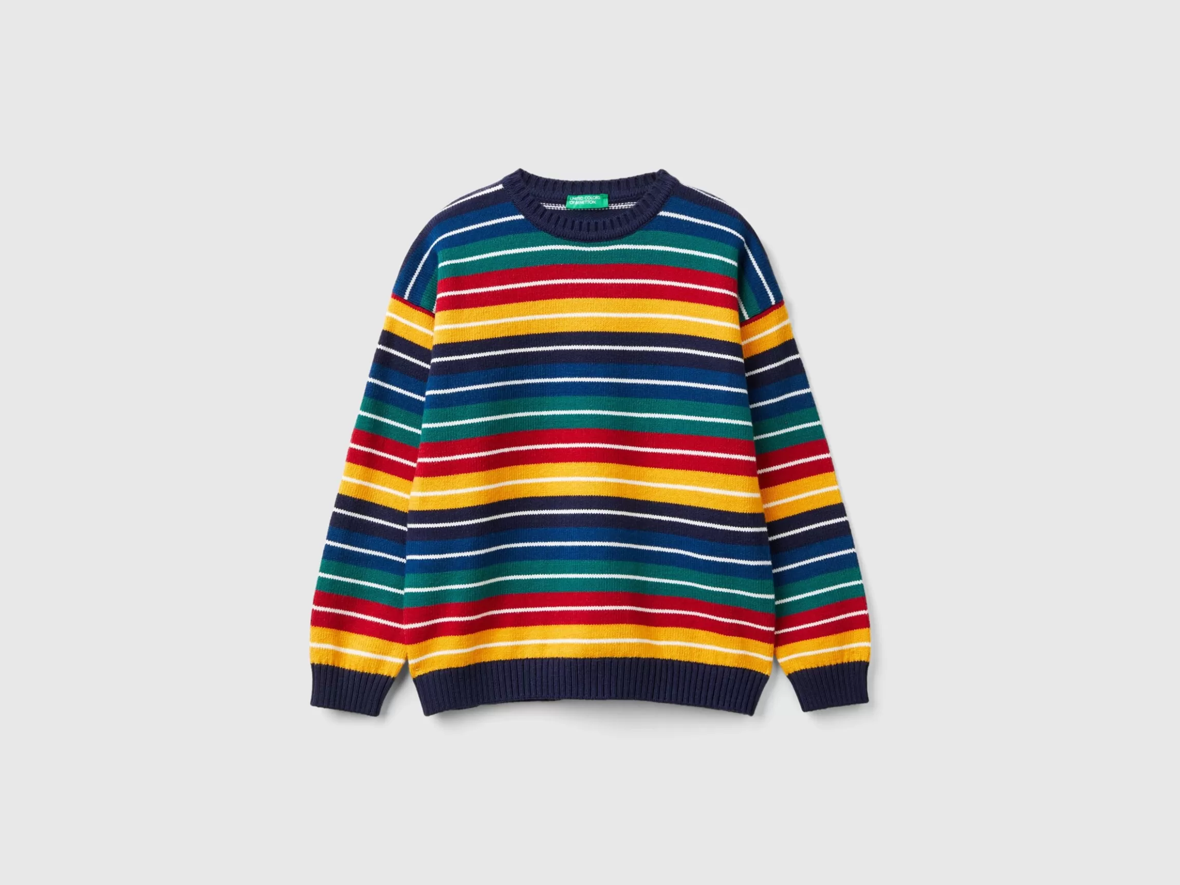 United Colors of Benetton Striped sweater in wool and cotton blend