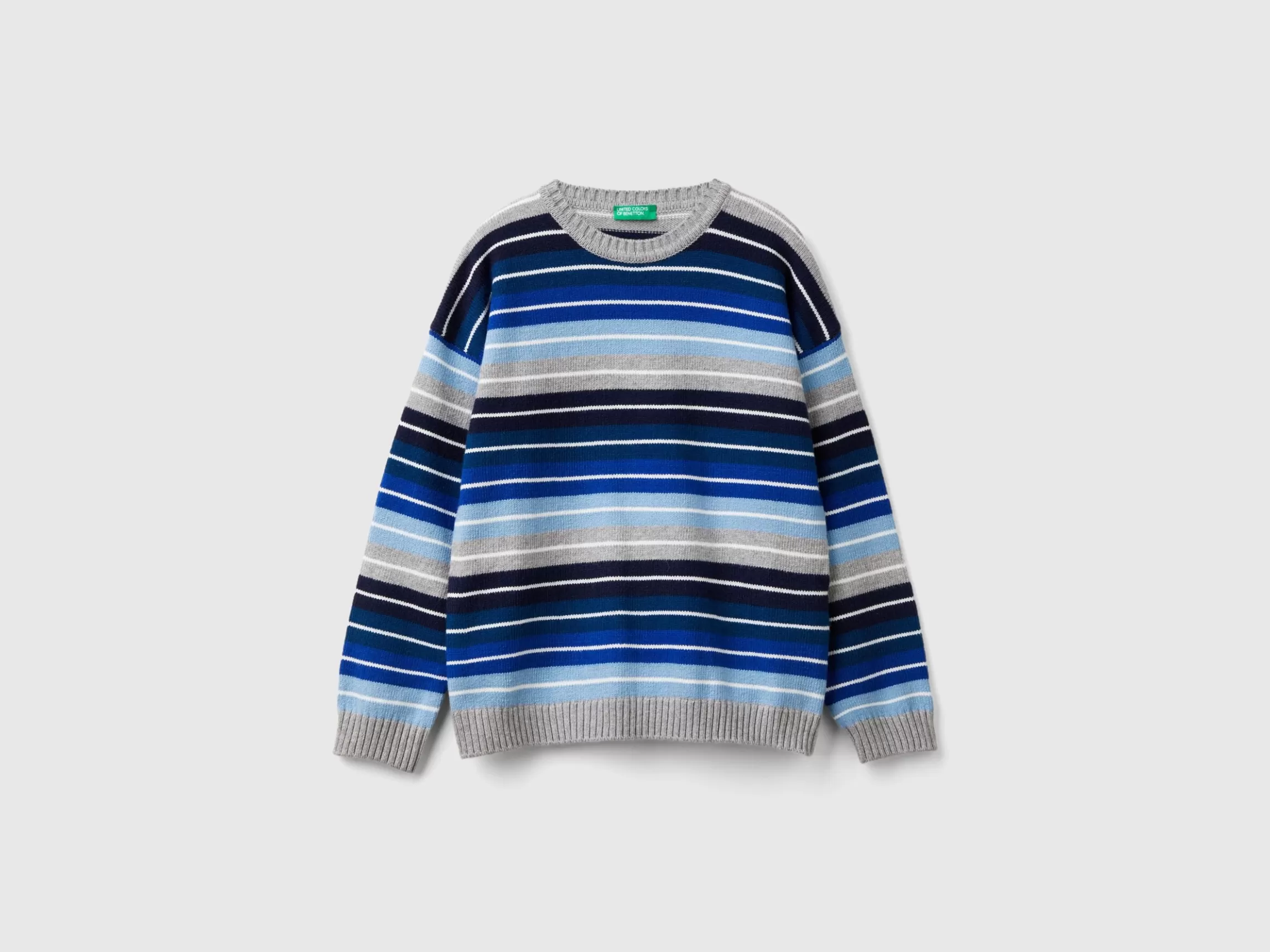 United Colors of Benetton Striped sweater in wool and cotton blend