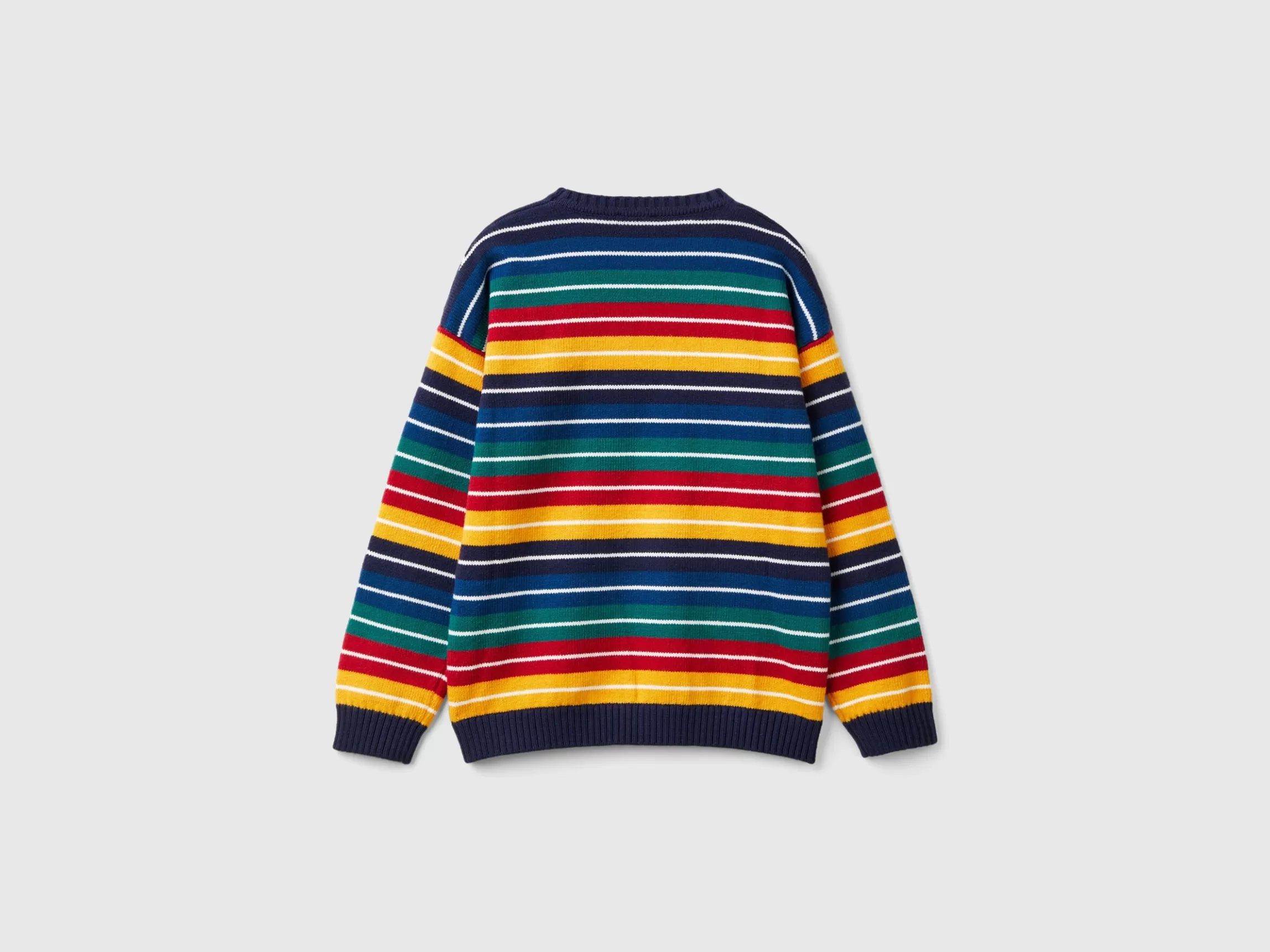 United Colors of Benetton Striped sweater in wool and cotton blend