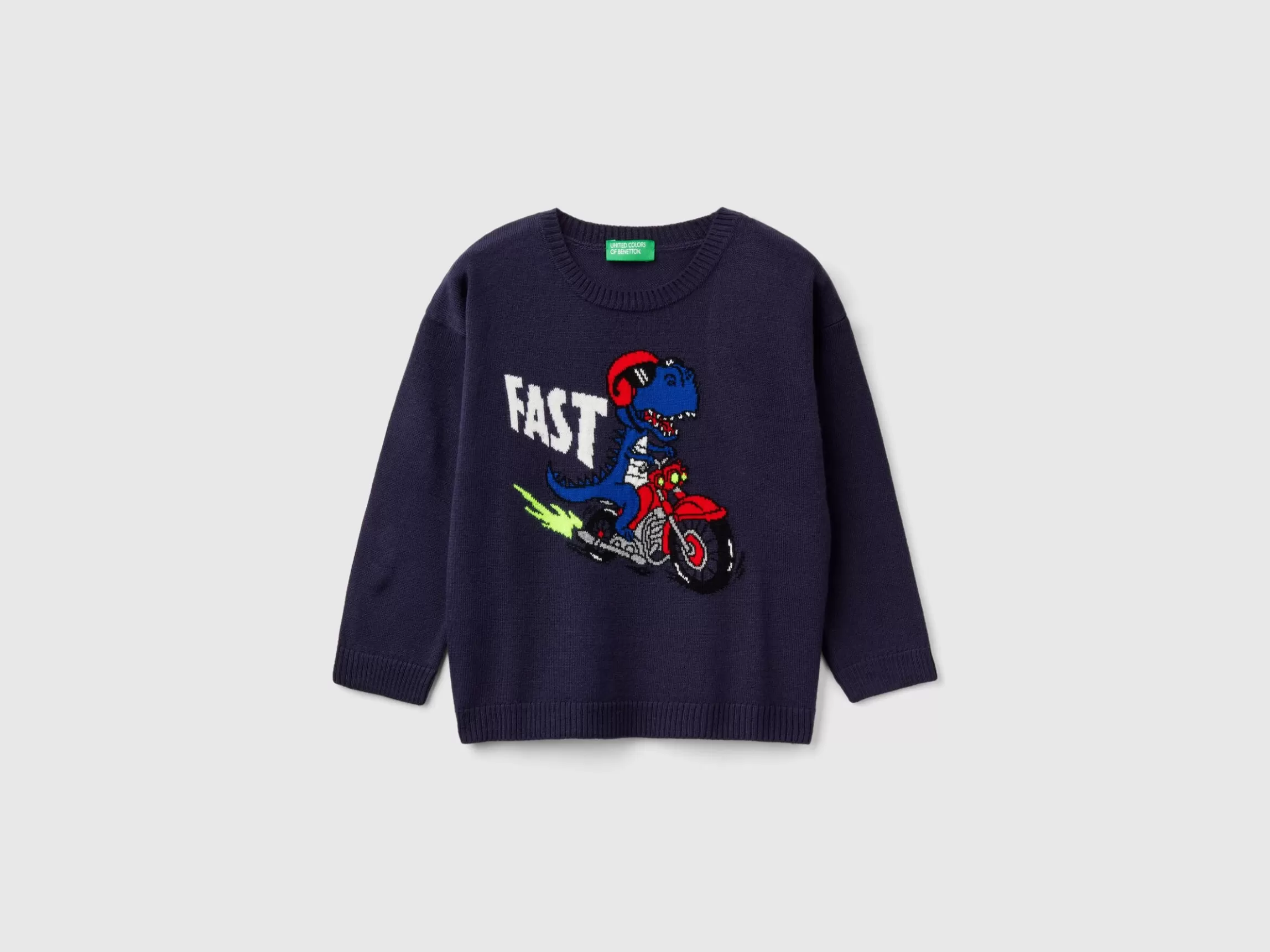 United Colors of Benetton Sweater with dinosaur inlay