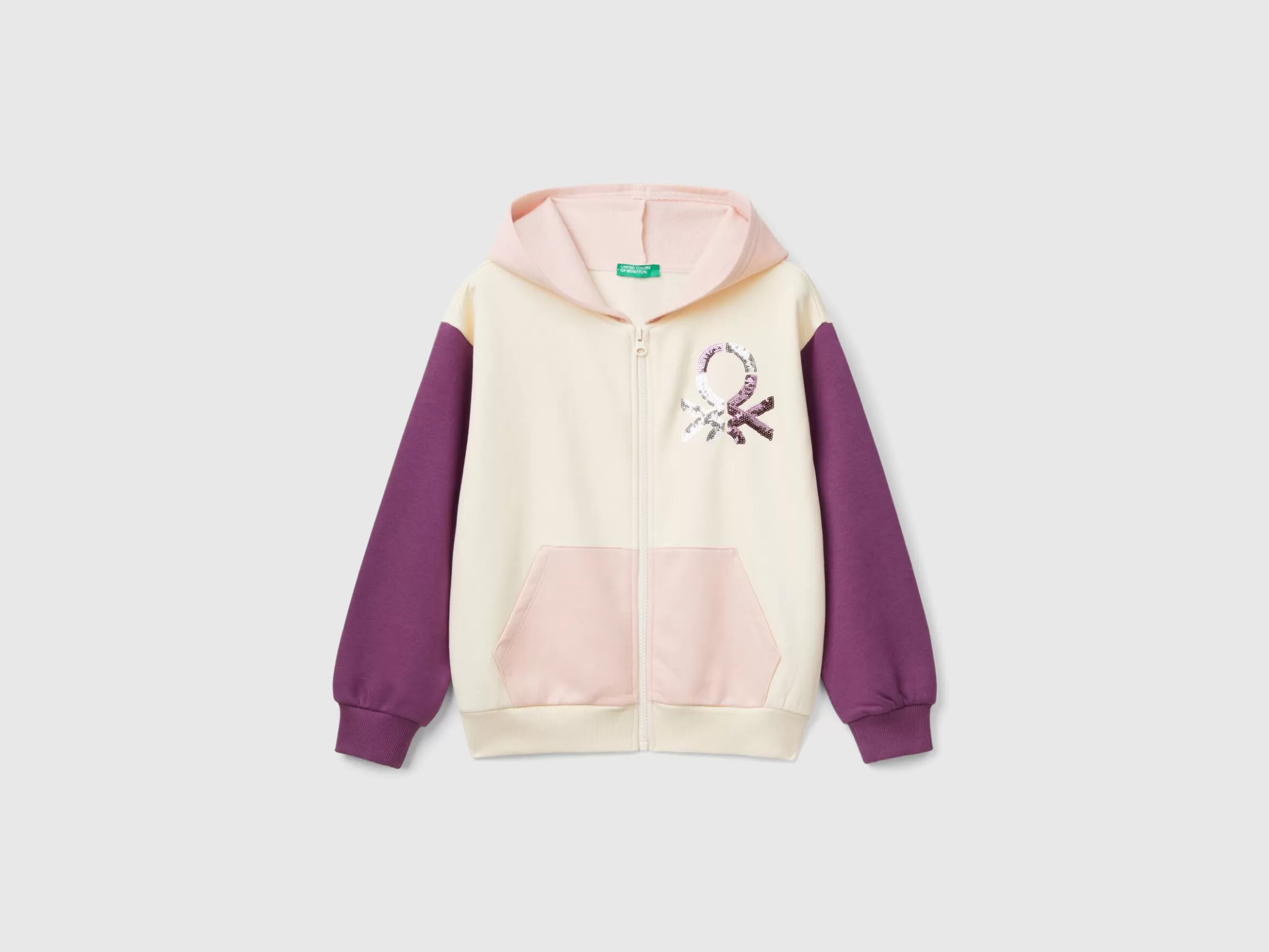 United Colors of Benetton Sweatshirt with zip and sequins