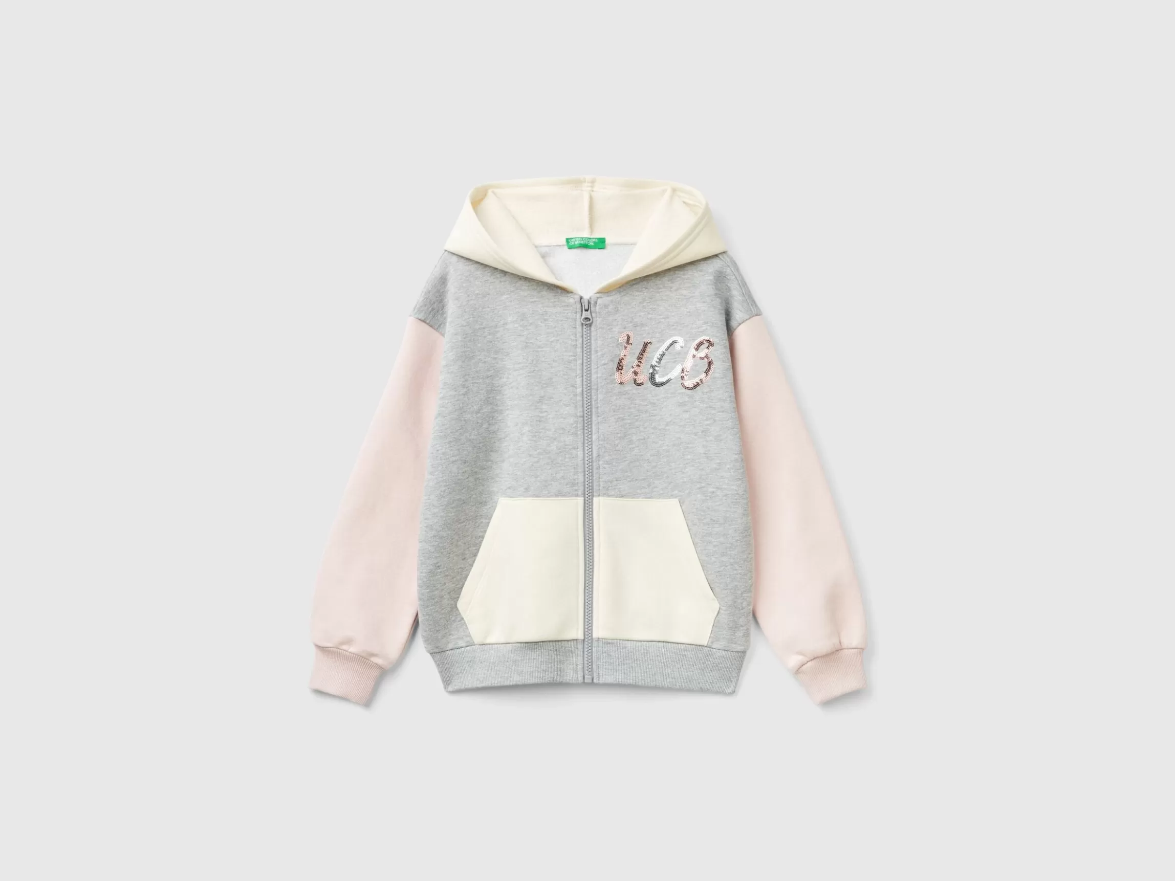 United Colors of Benetton Sweatshirt with zip and sequins